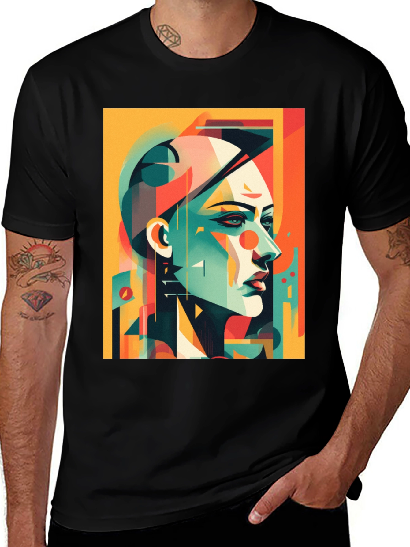 Abstract Geometric Portrait T-Shirt