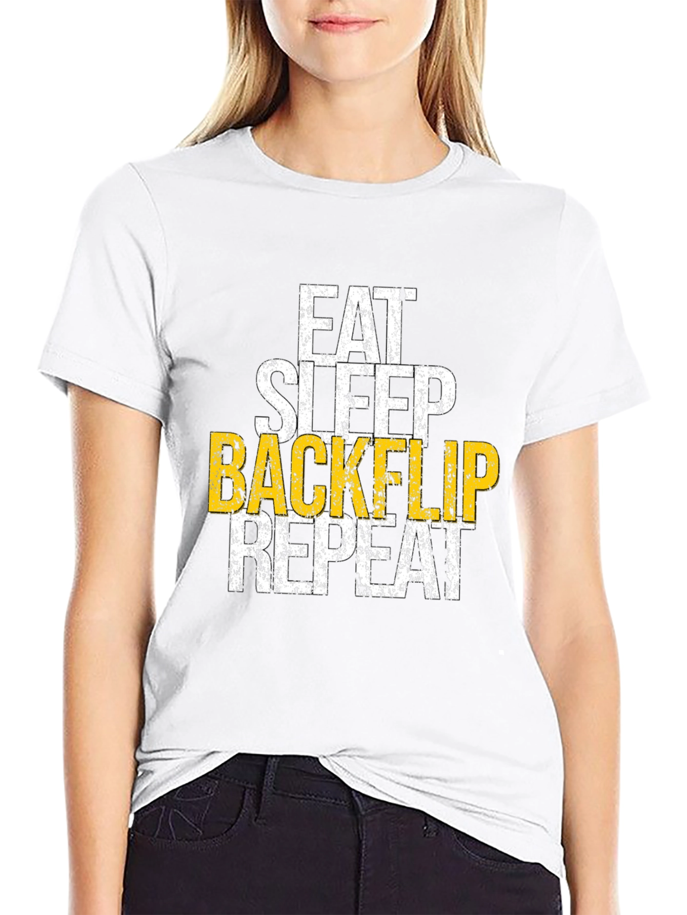Eat Sleep Backflip Repeat Graphic Tee - Black