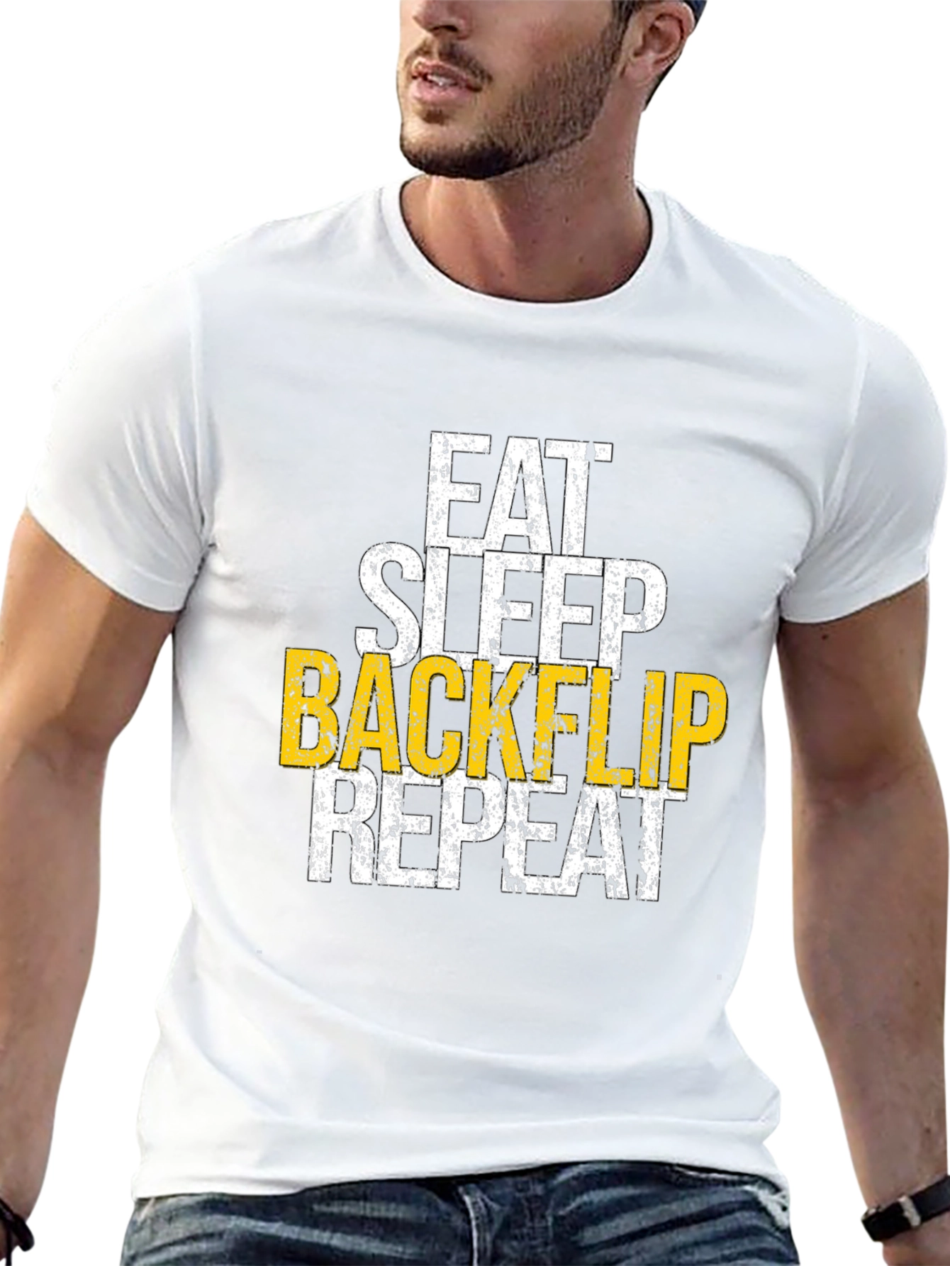 Eat Sleep Backflip Repeat Graphic Tee - Black