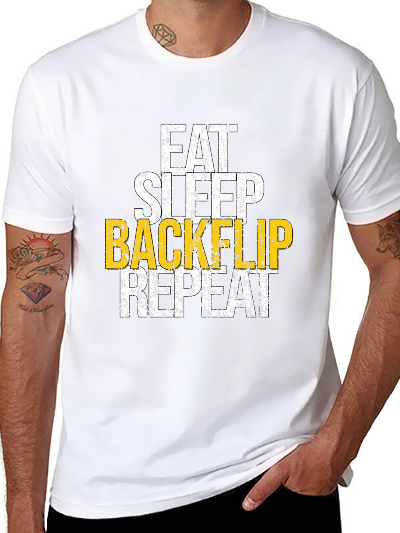 Eat Sleep Backflip Repeat Graphic Tee - Black