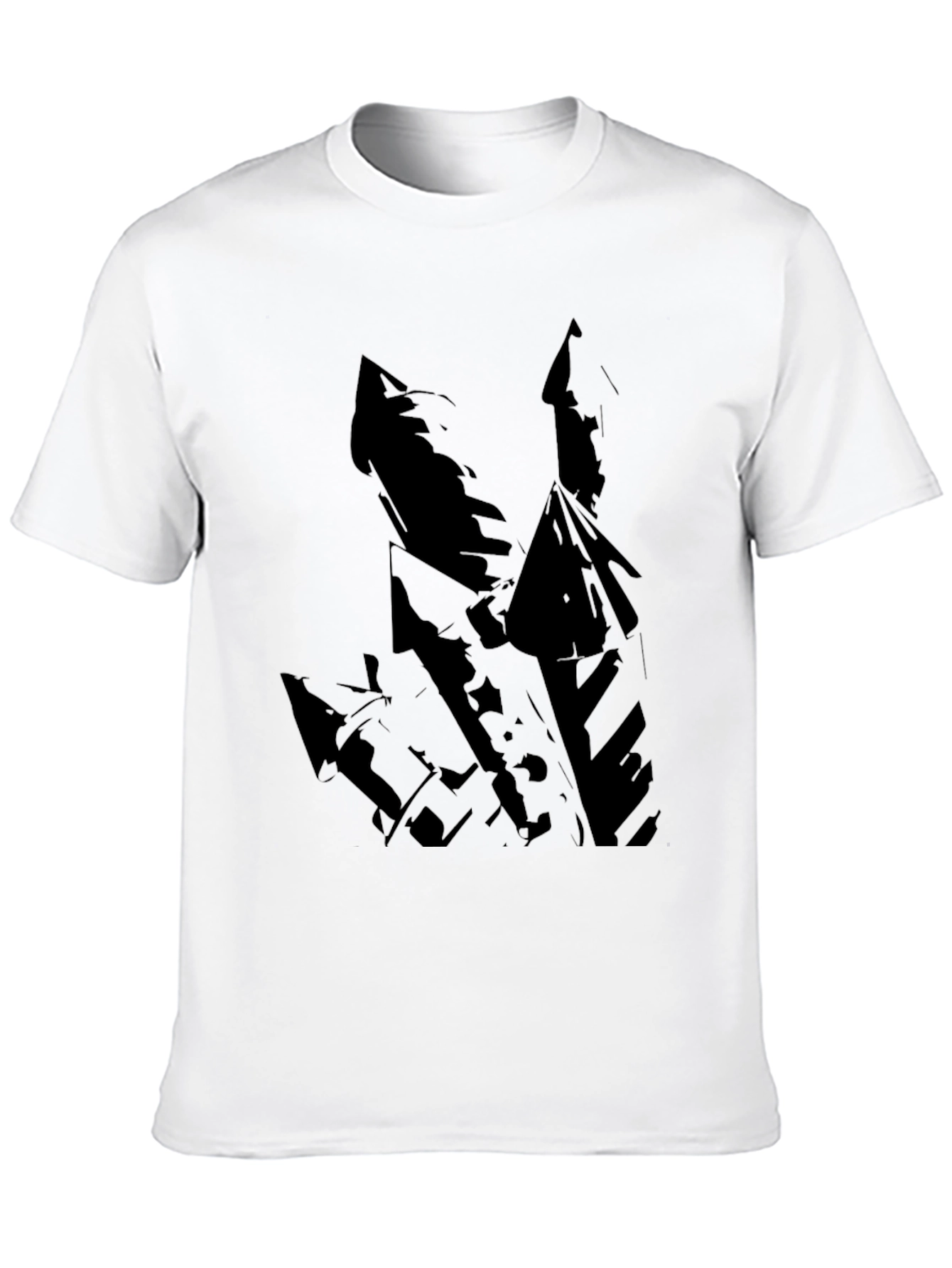 Mens Black T-Shirt with Abstract Castle Design