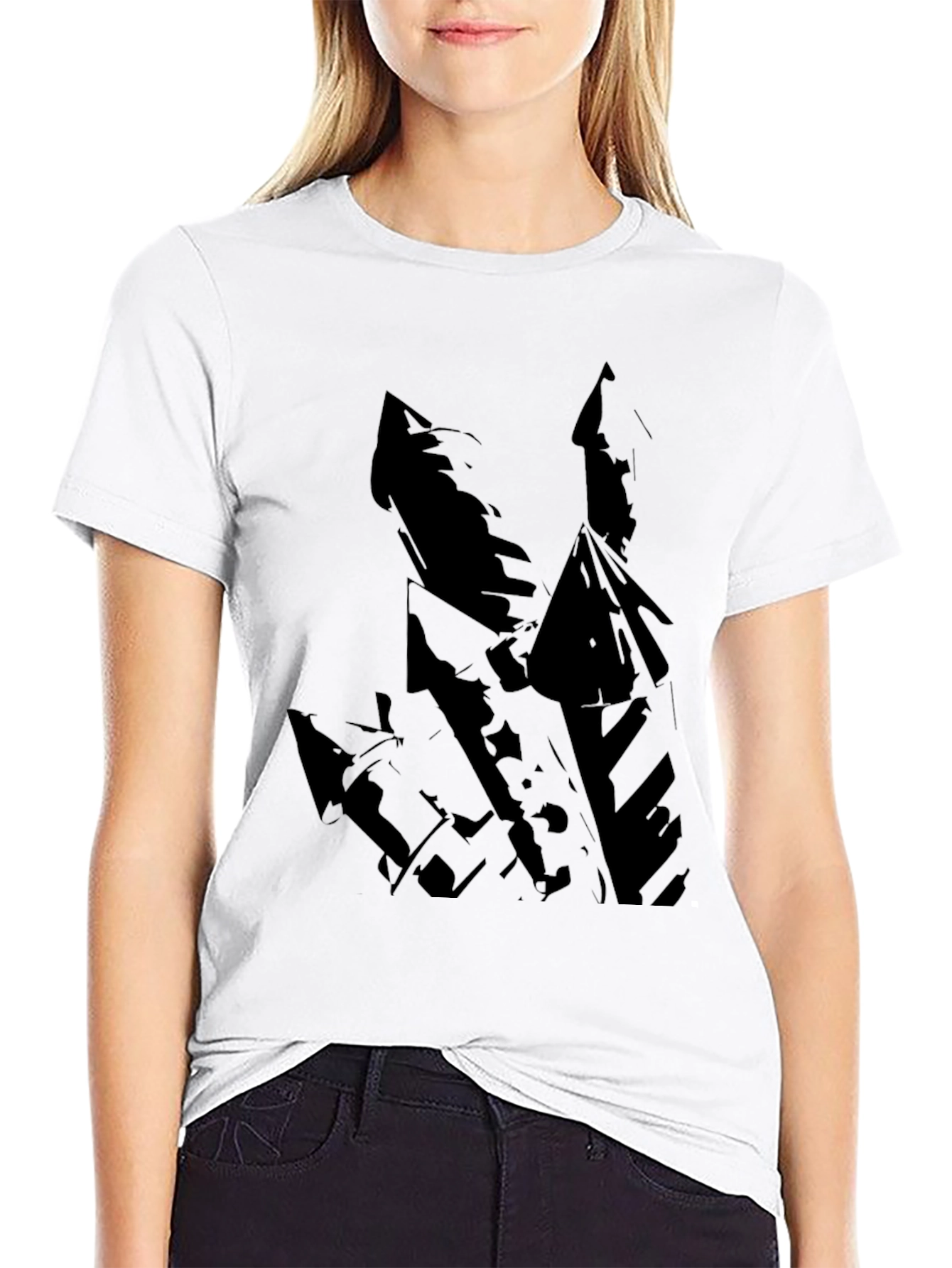 Mens Black T-Shirt with Abstract Castle Design