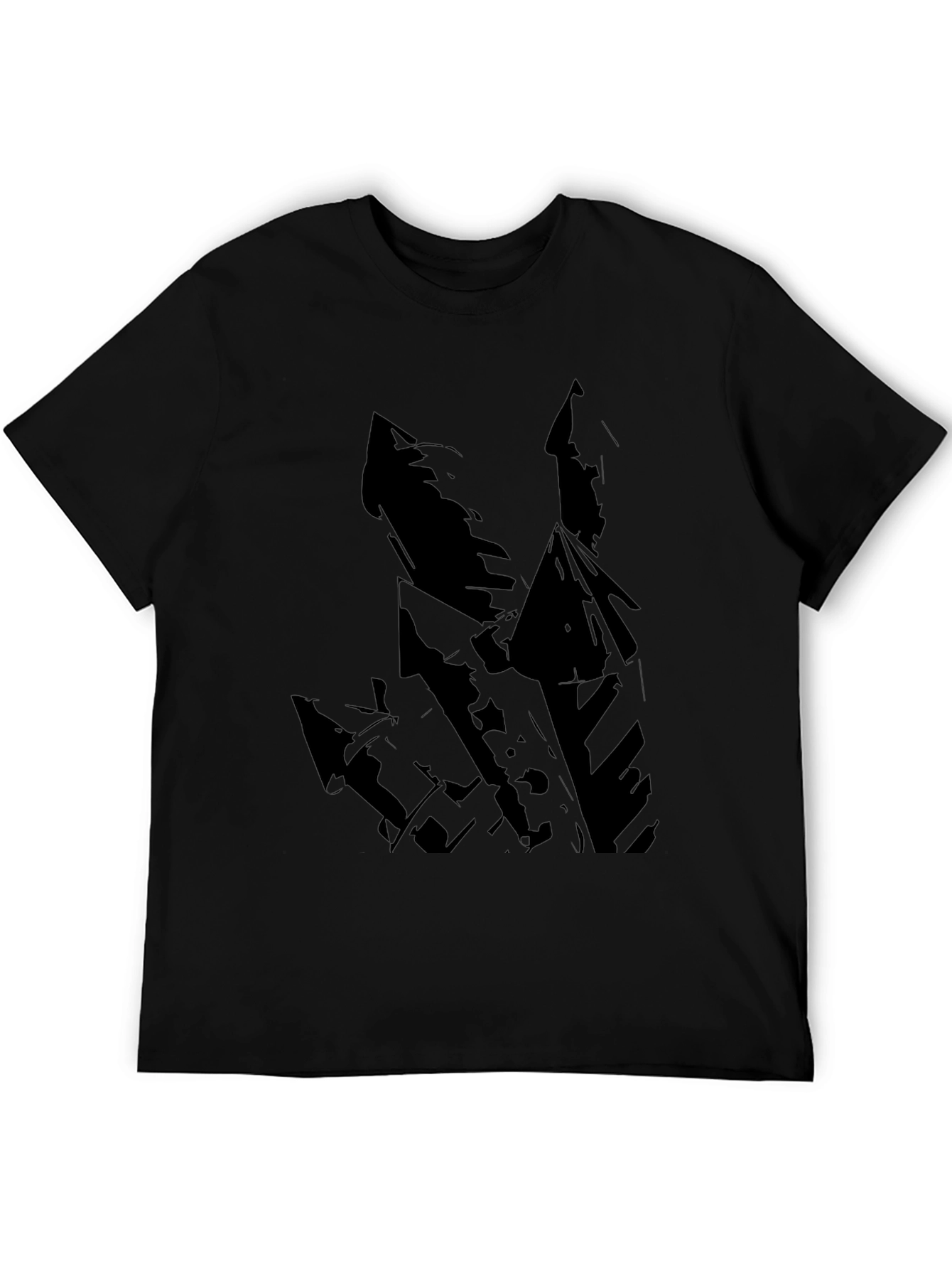Mens Black T-Shirt with Abstract Castle Design