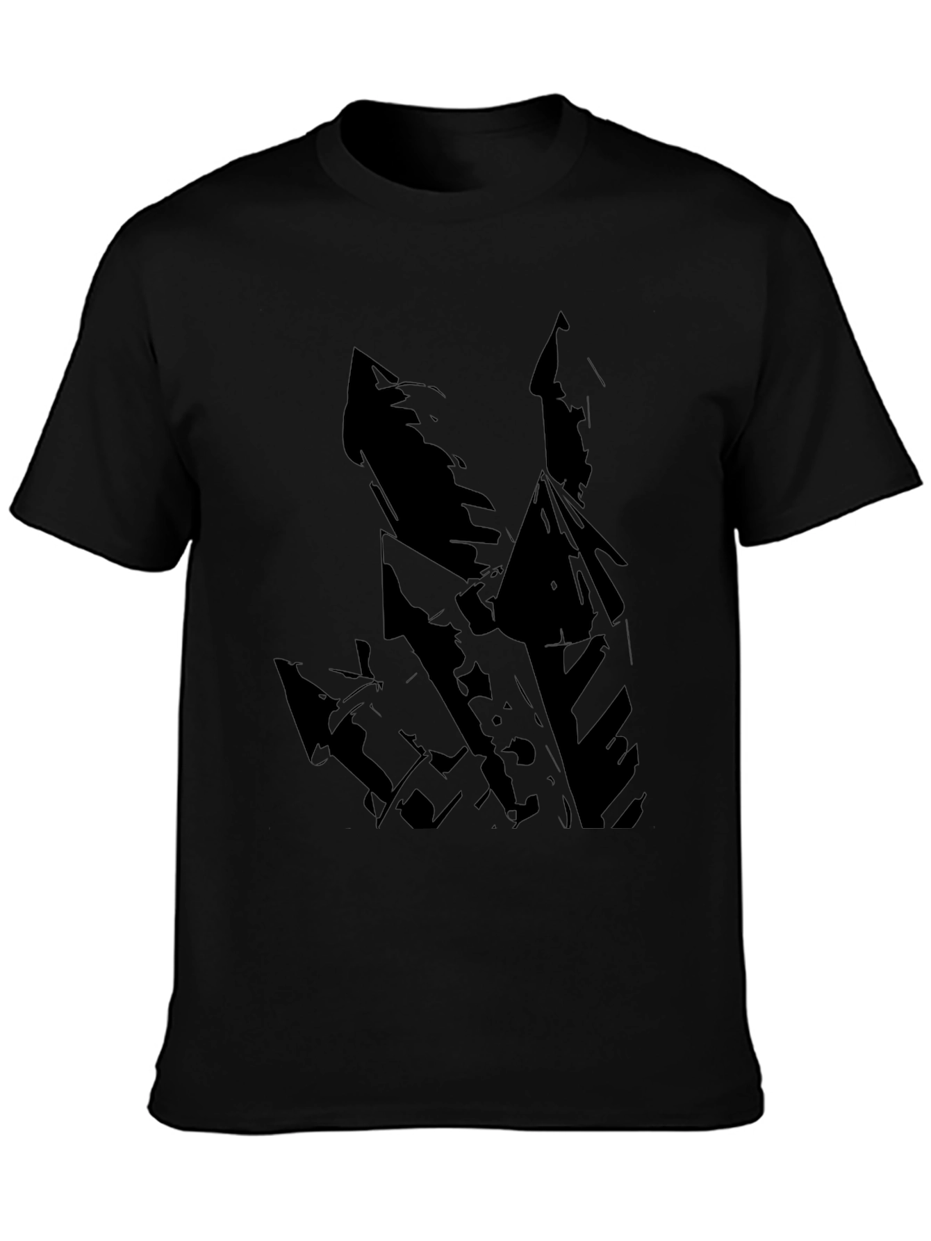 Mens Black T-Shirt with Abstract Castle Design