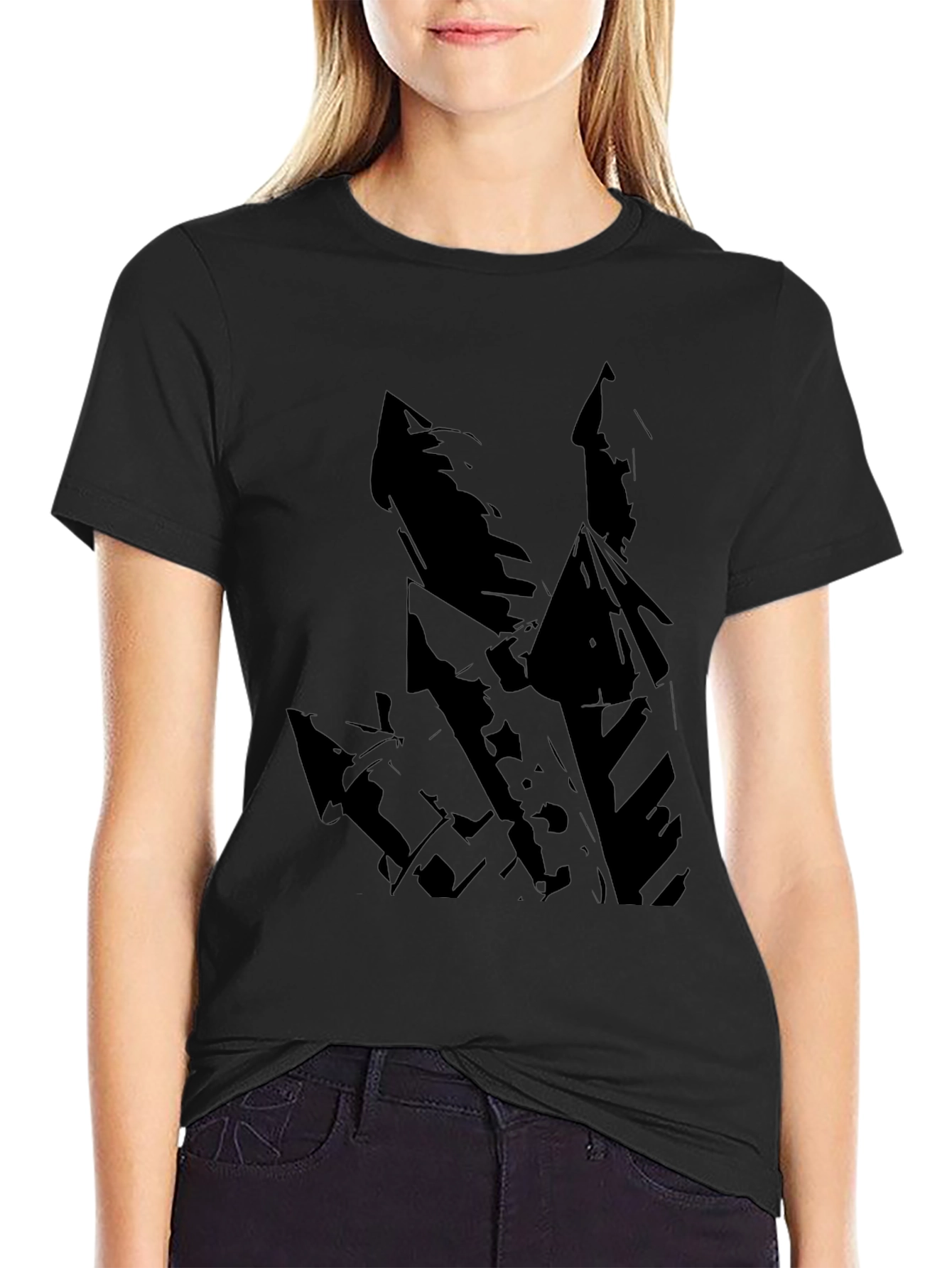 Mens Black T-Shirt with Abstract Castle Design