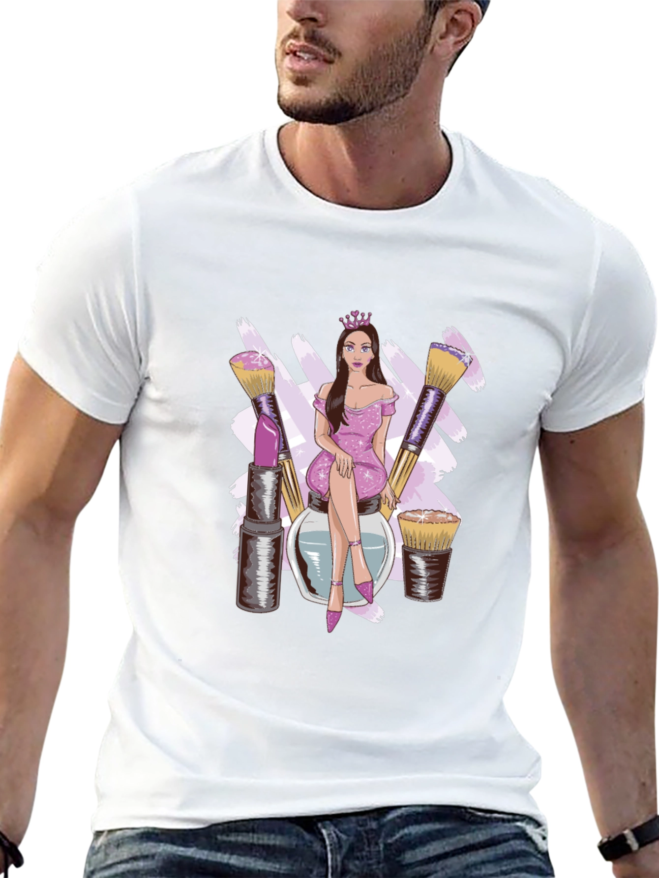 Makeup Queen Graphic Tee - Stylish Black T-Shirt