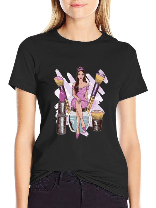 Makeup Queen Graphic Tee - Stylish Black T-Shirt