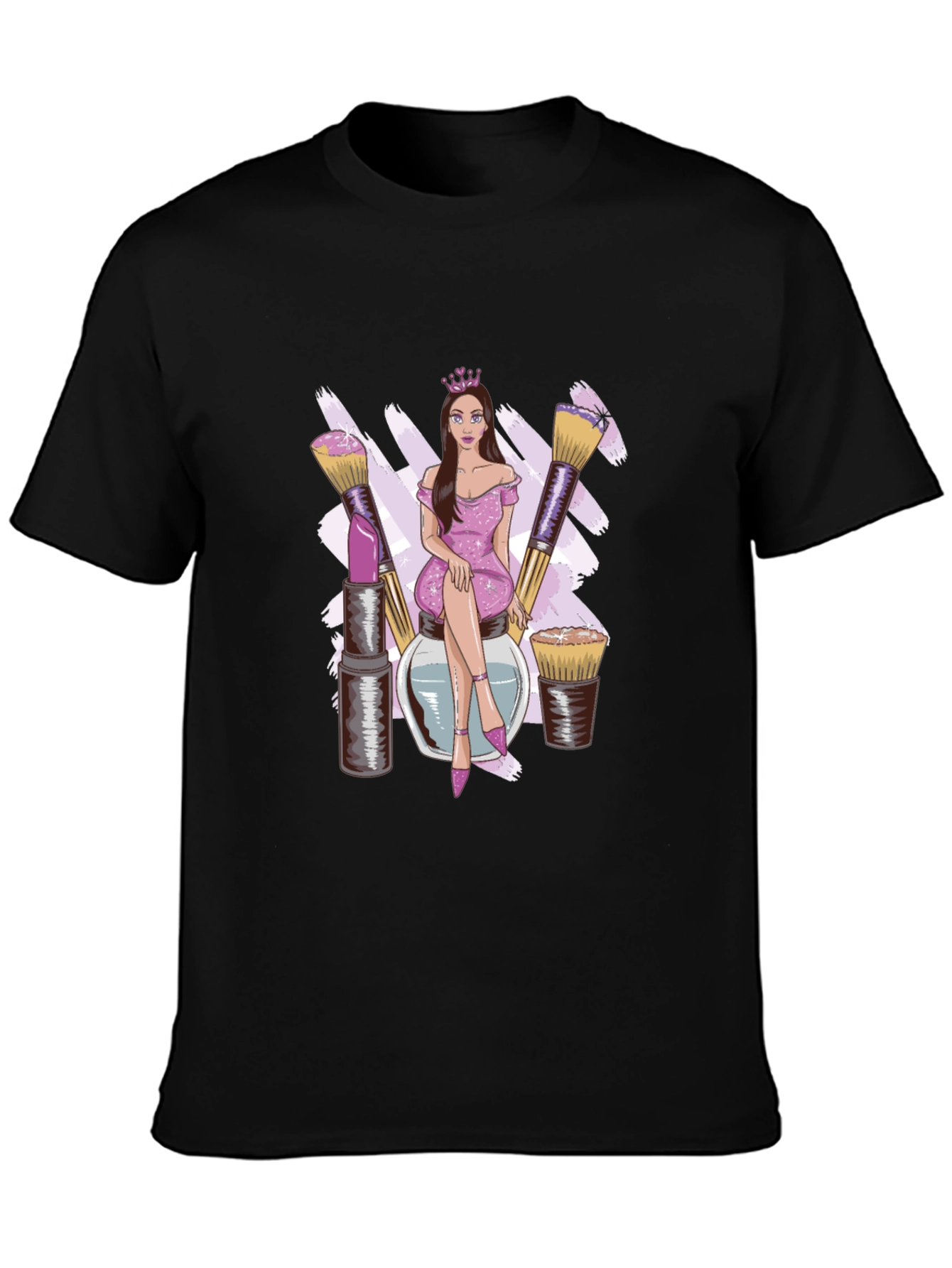 Makeup Queen Graphic Tee - Stylish Black T-Shirt