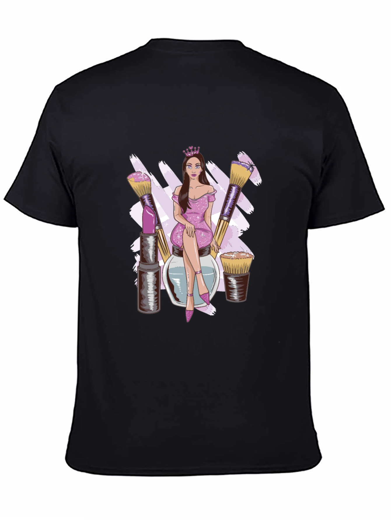 Makeup Queen Graphic Tee - Stylish Black T-Shirt