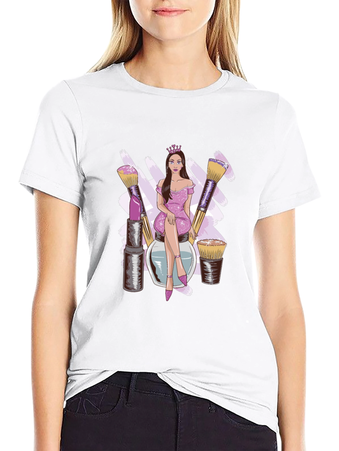 Makeup Queen Graphic Tee - Stylish Black T-Shirt
