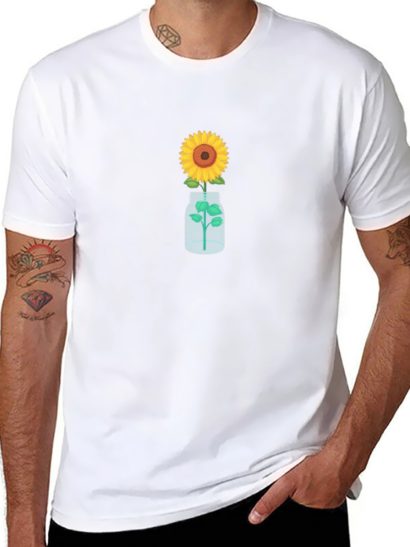 Sunflower in Jar Graphic Tee - Black
