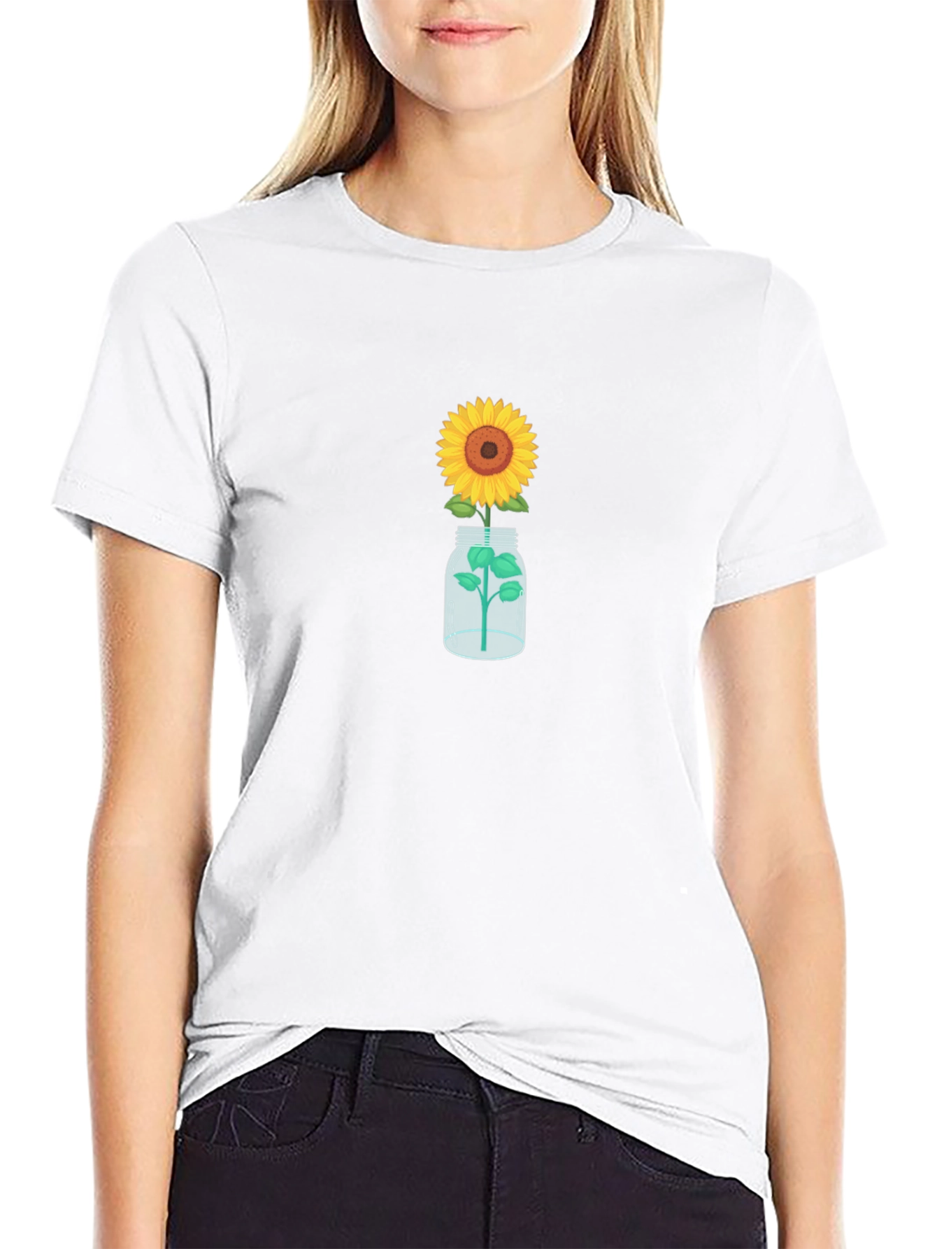 Sunflower in Jar Graphic Tee - Black