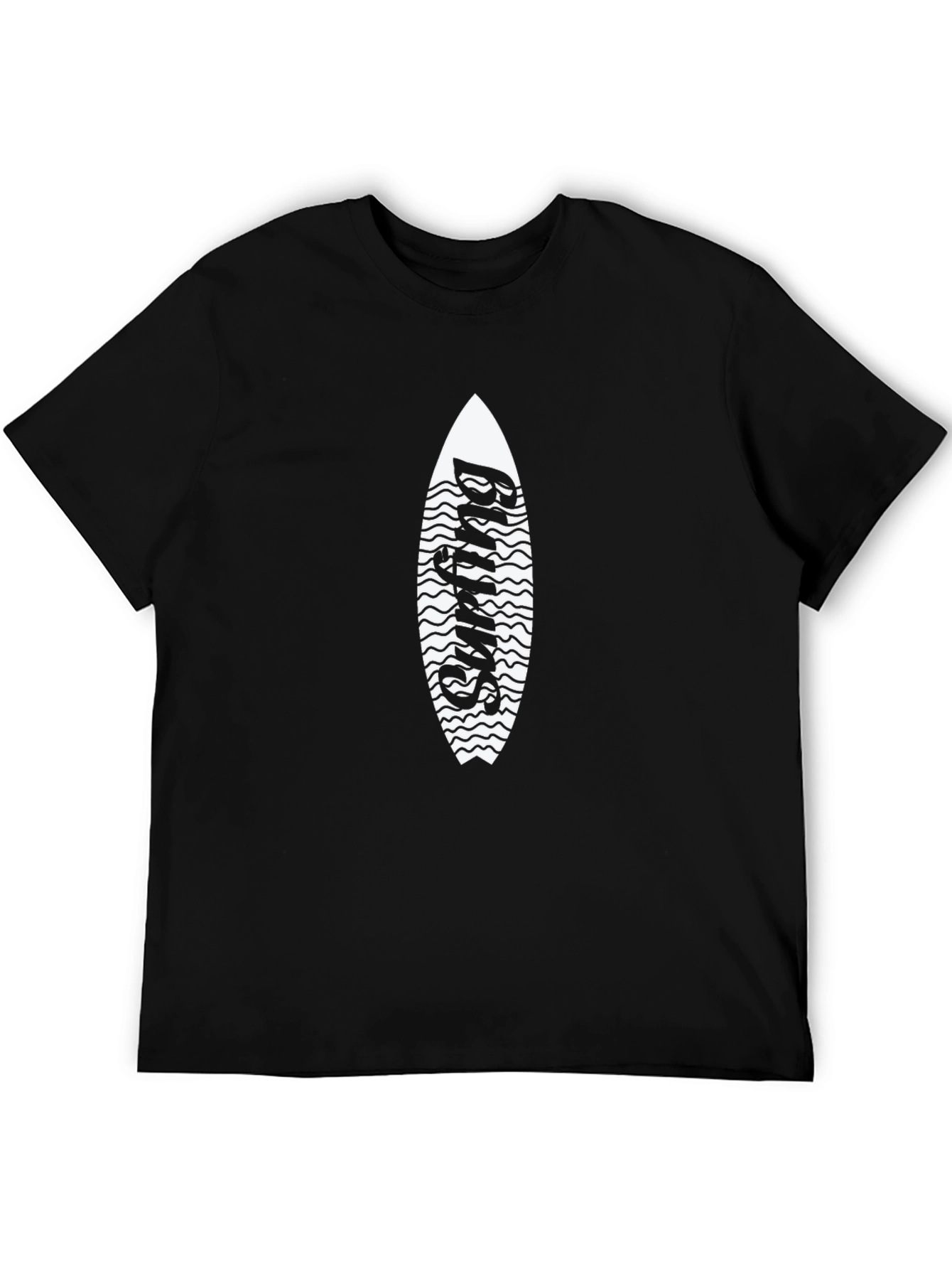 Surfing Surfboard Graphic Tee - Black