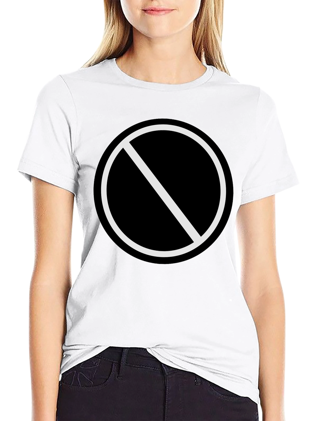 Black T-Shirt with No Symbol Graphic Print