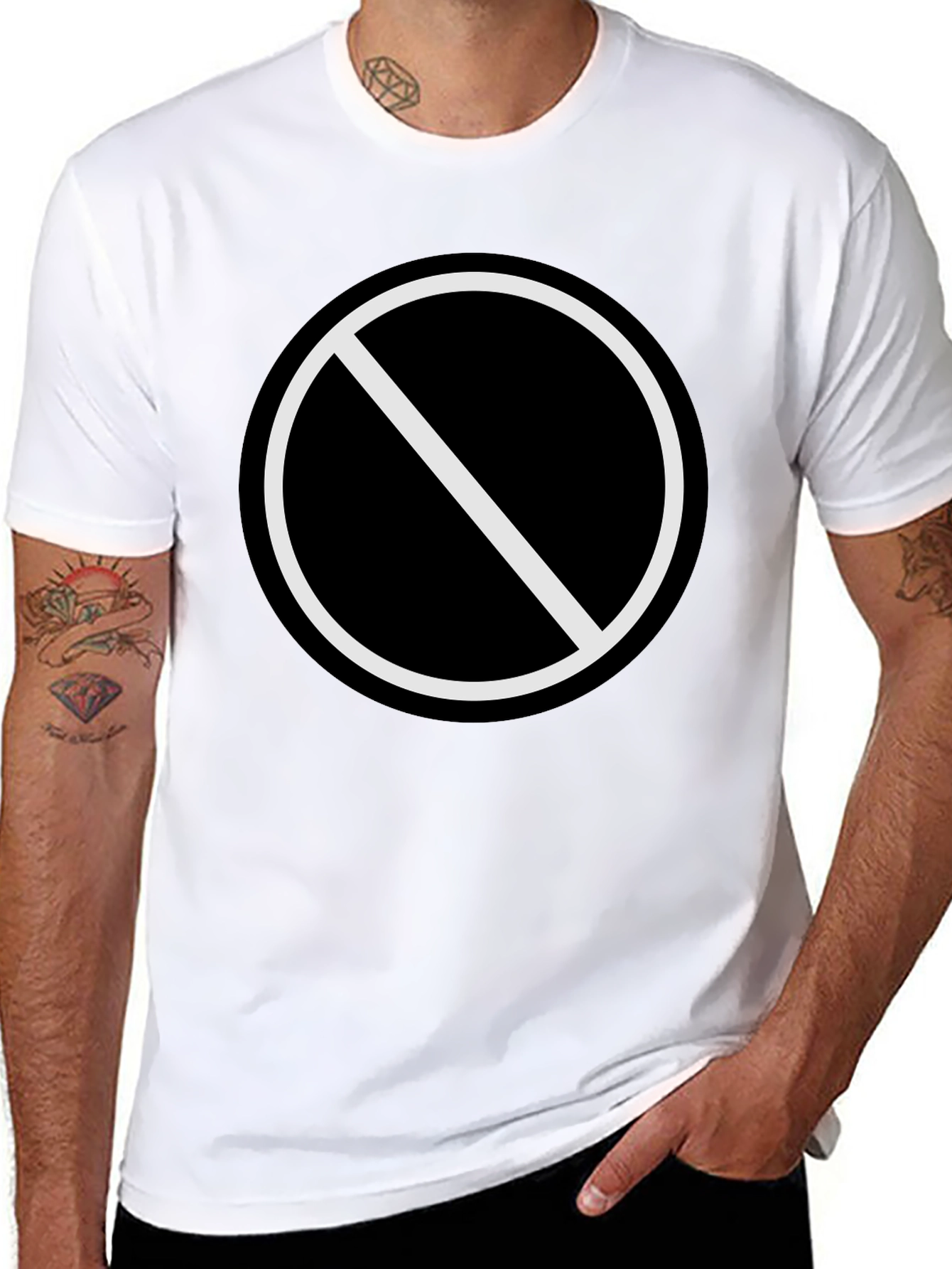 Black T-Shirt with No Symbol Graphic Print