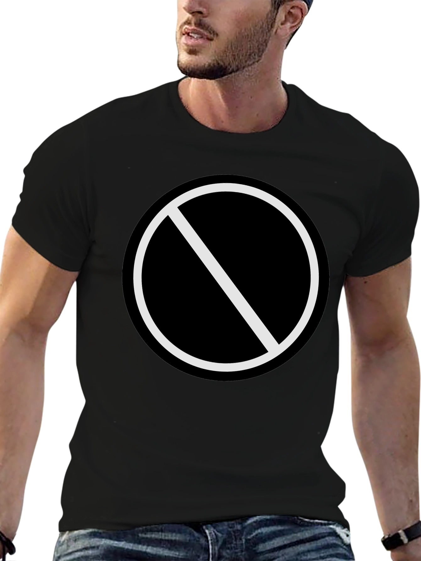 Black T-Shirt with No Symbol Graphic Print