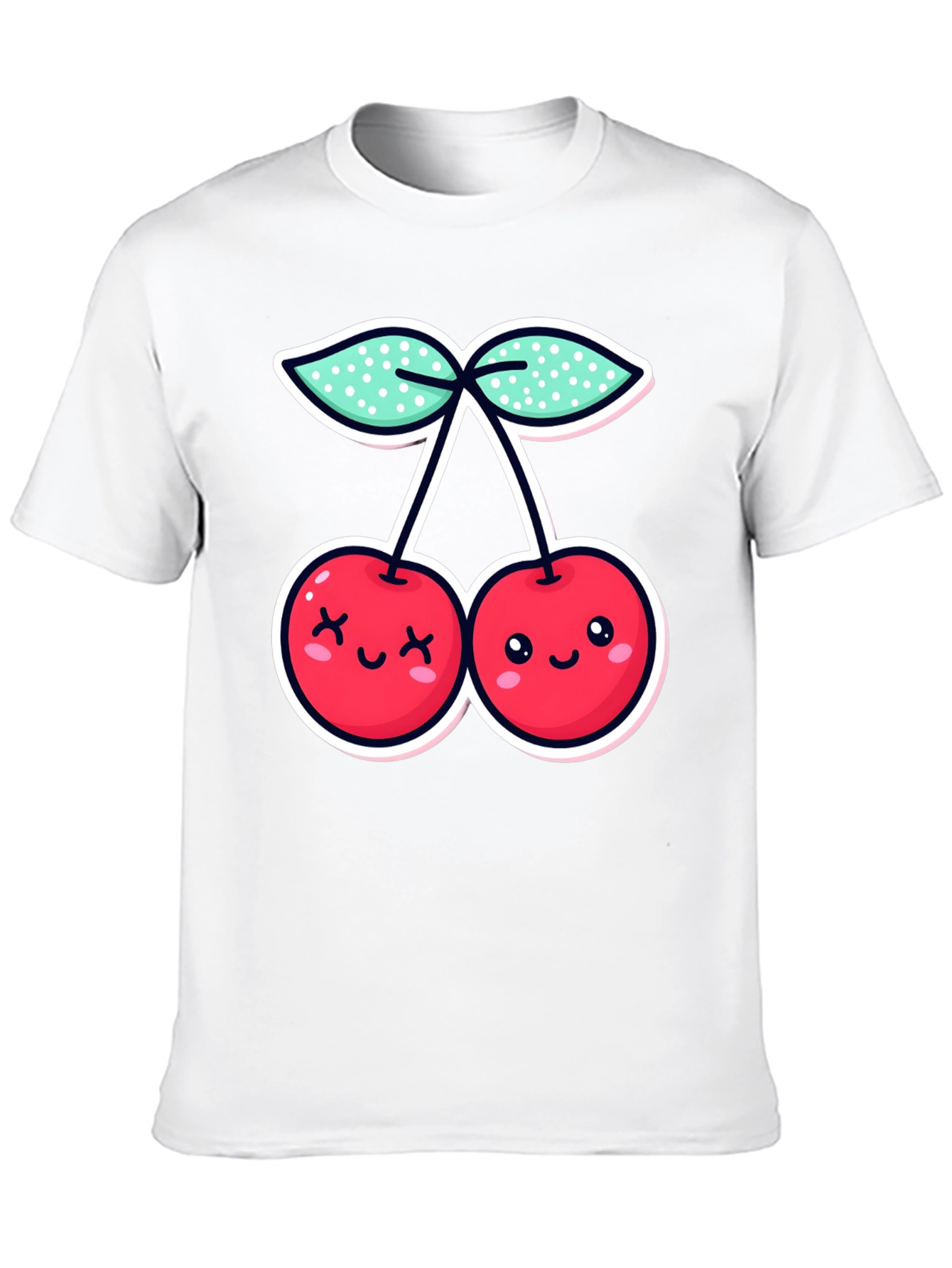 Cute Cherries Graphic Tee - Black Cotton T-Shirt