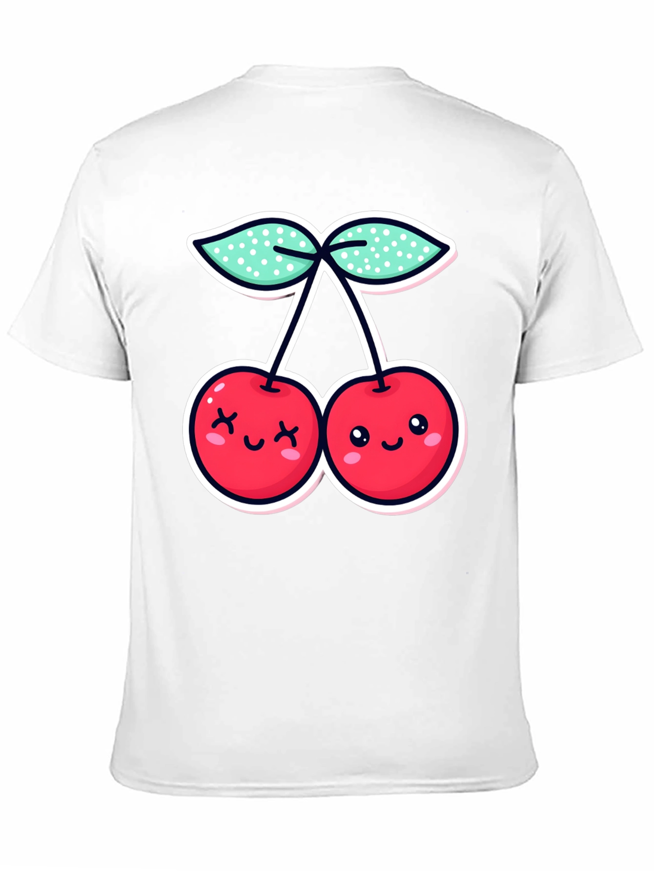 Cute Cherries Graphic Tee - Black Cotton T-Shirt