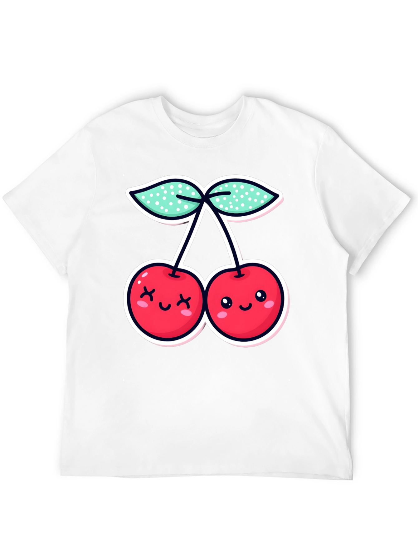 Cute Cherries Graphic Tee - Black Cotton T-Shirt