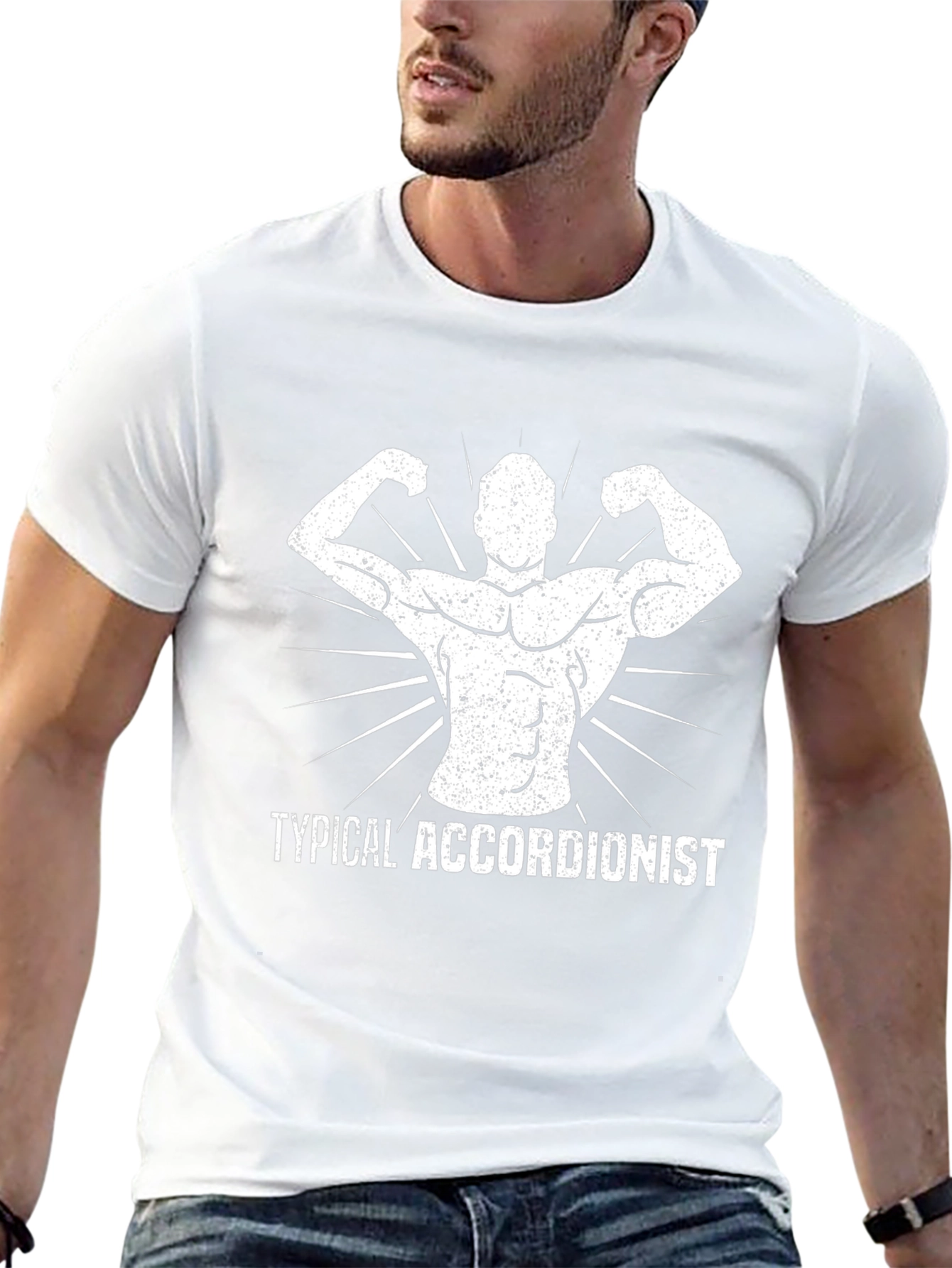 Funny Accordionist Bodybuilder Graphic Tee