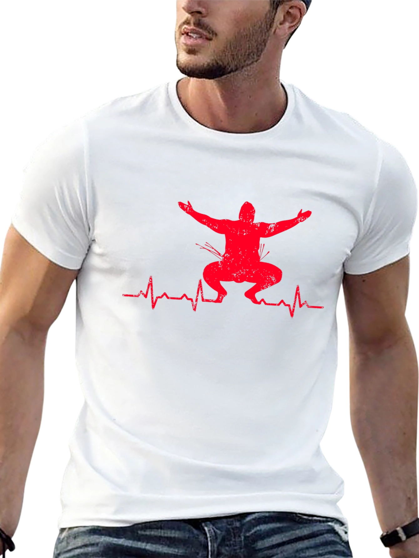 Squat Heartbeat Graphic T-Shirt - Fitness Apparel
