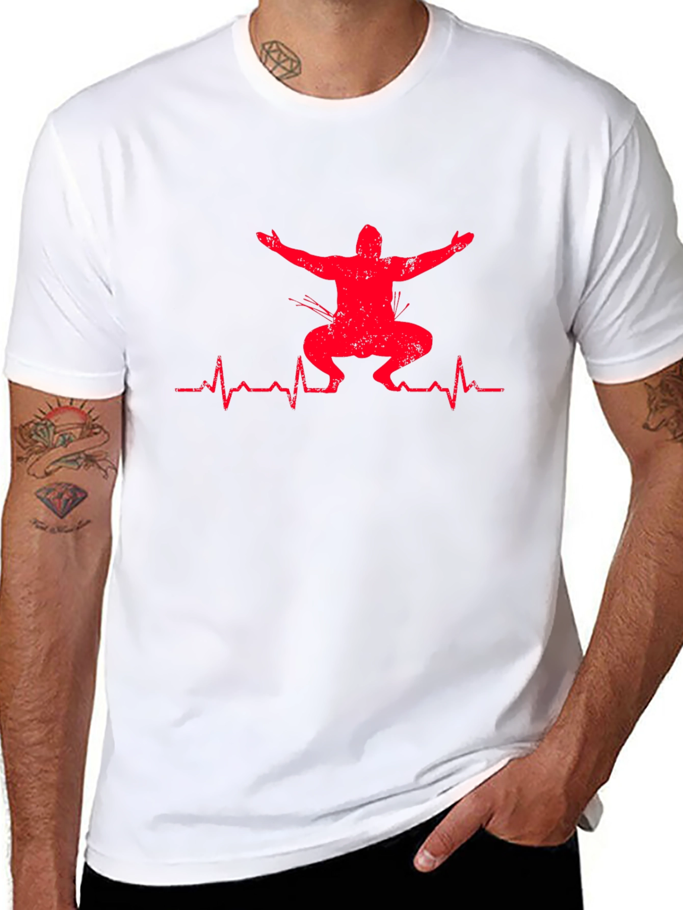 Squat Heartbeat Graphic T-Shirt - Fitness Apparel