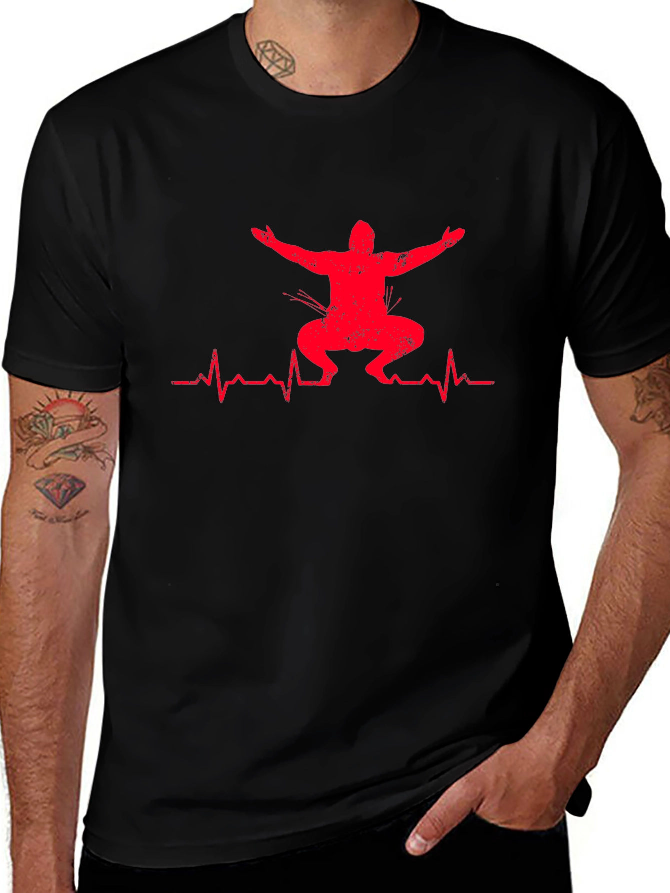 Squat Heartbeat Graphic T-Shirt - Fitness Apparel