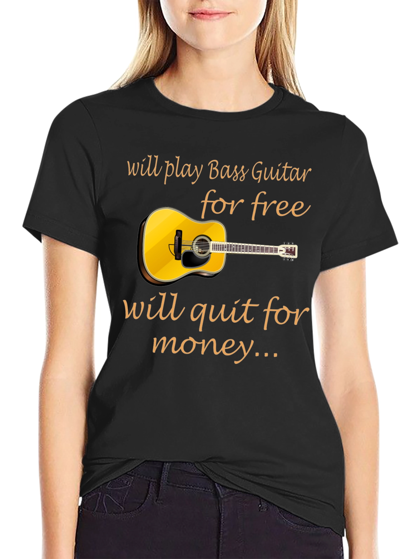 Bass Guitar Player T-Shirt: Will Play for Free