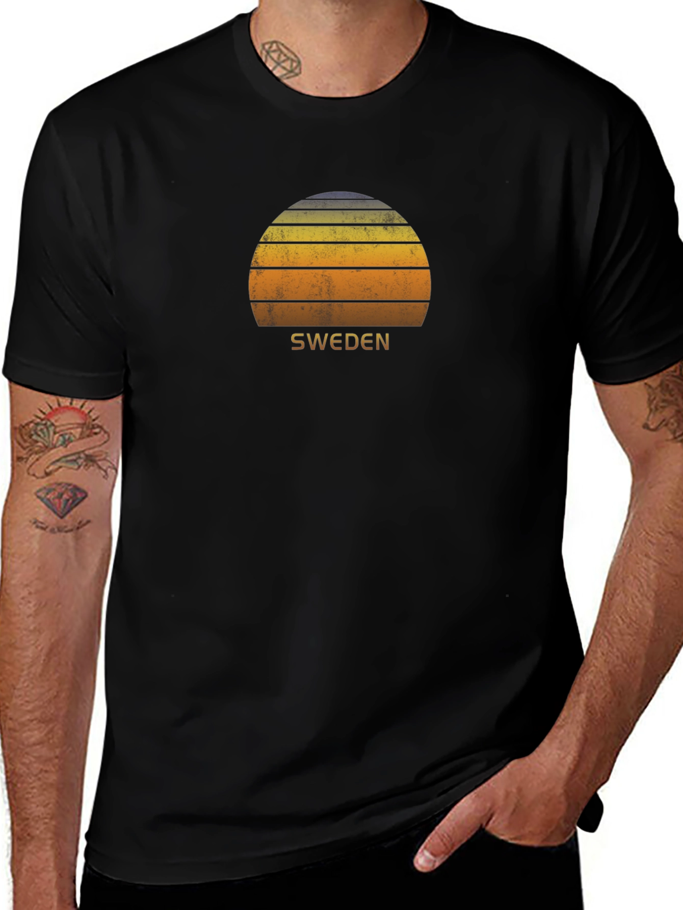 Sweden Sunset Graphic Tee - Retro Style