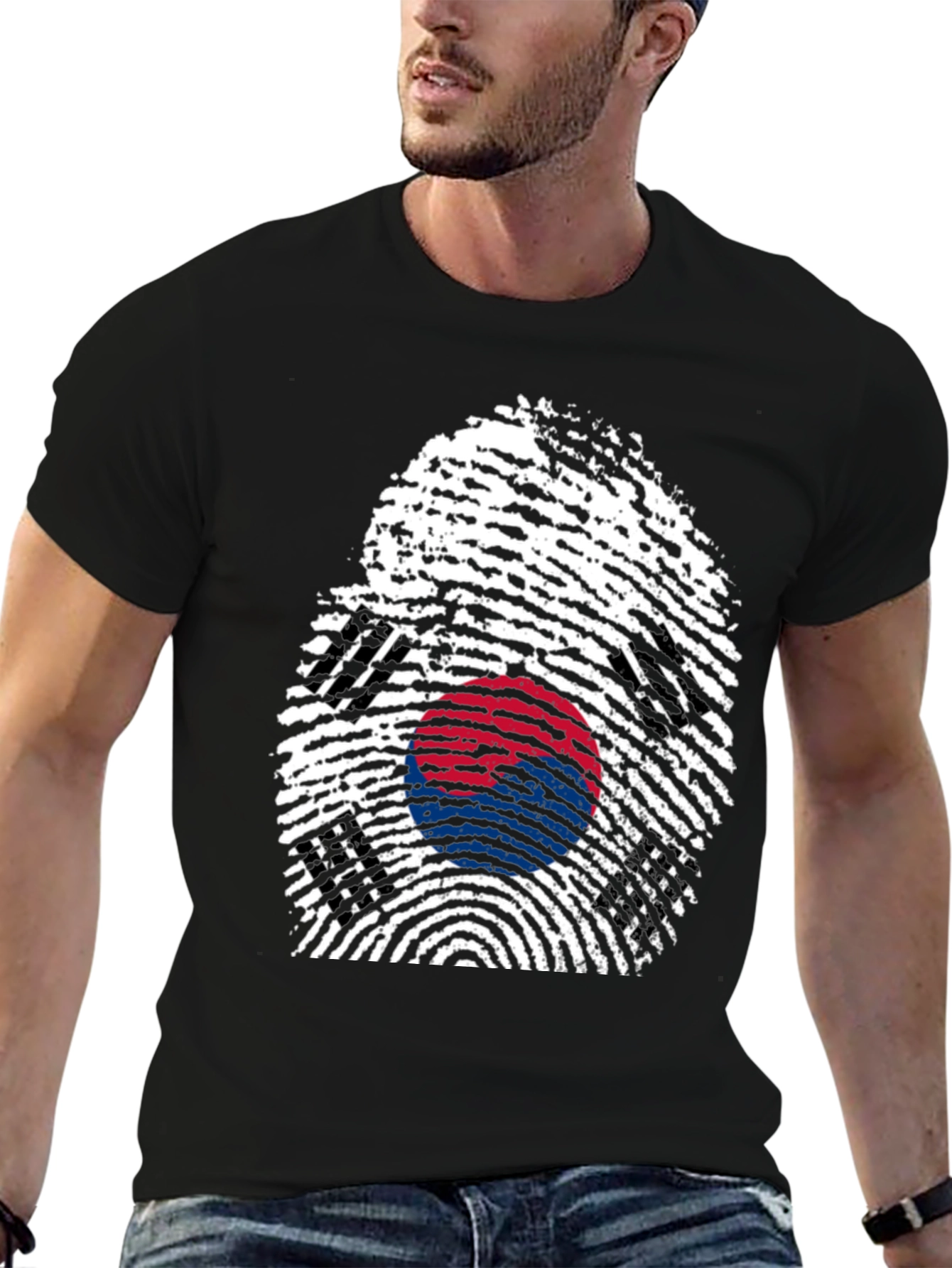 South Korea Flag Fingerprint Graphic T-Shirt