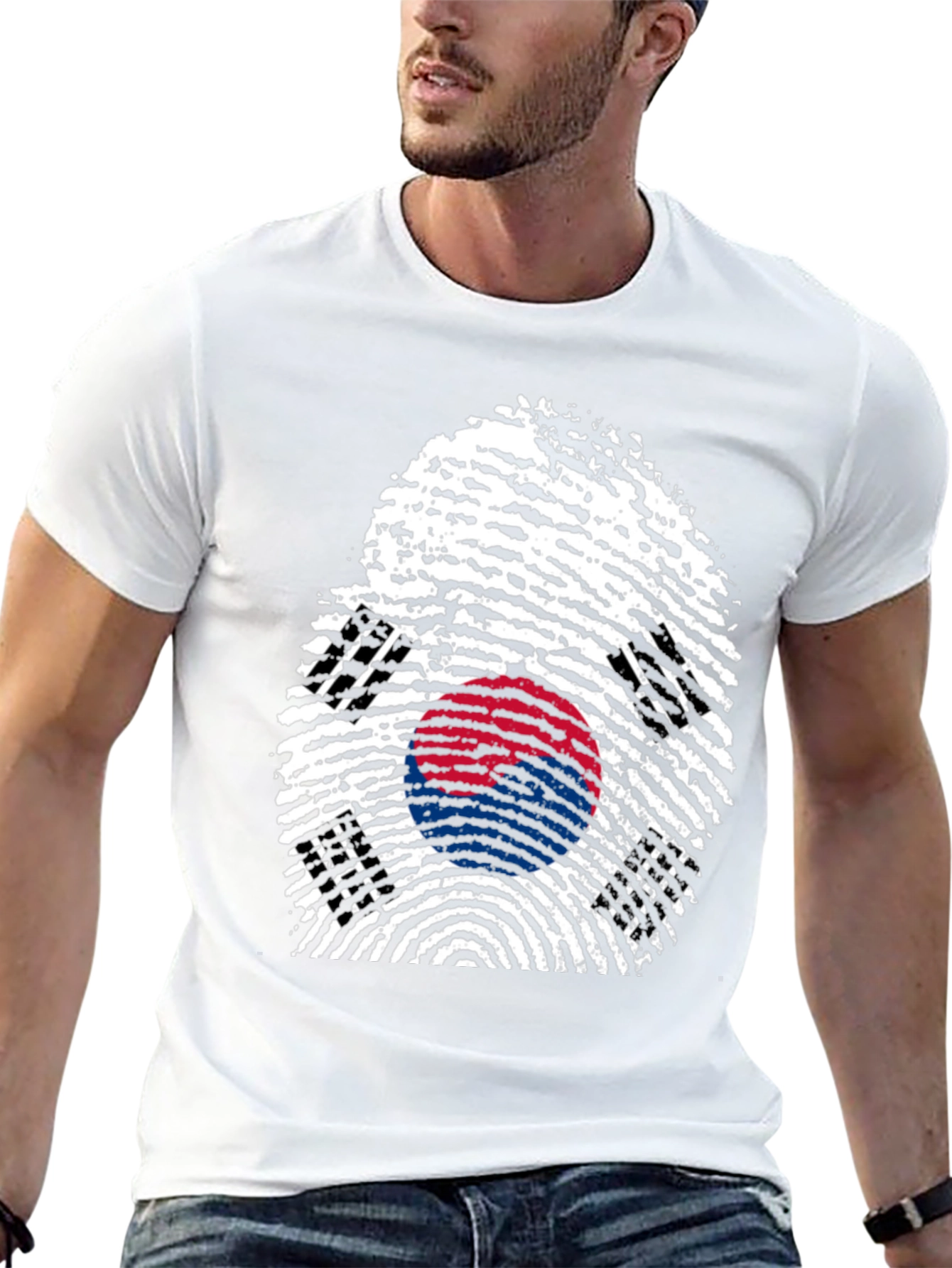 South Korea Flag Fingerprint Graphic T-Shirt