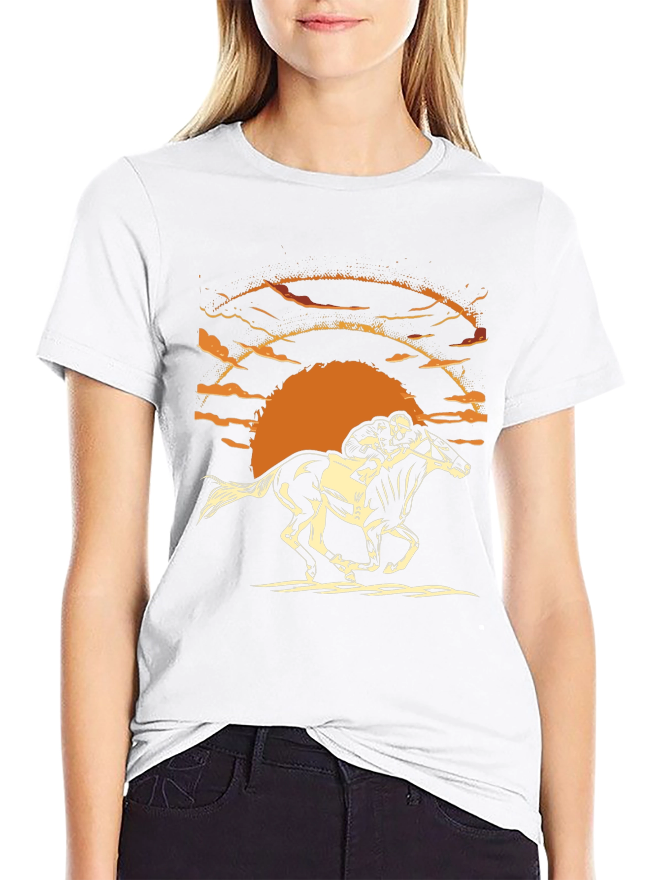 Horse Racing Sunset Graphic Tee