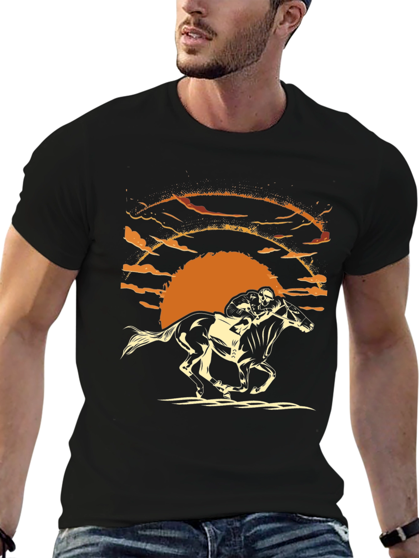 Horse Racing Sunset Graphic Tee