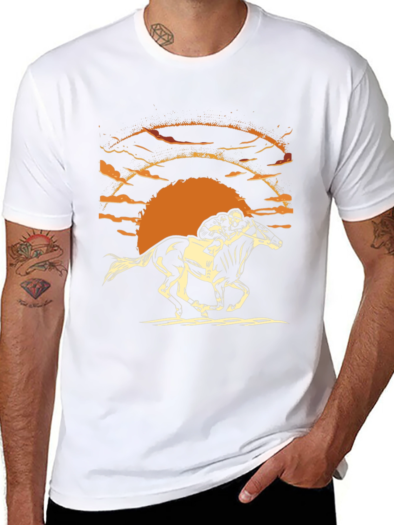 Horse Racing Sunset Graphic Tee