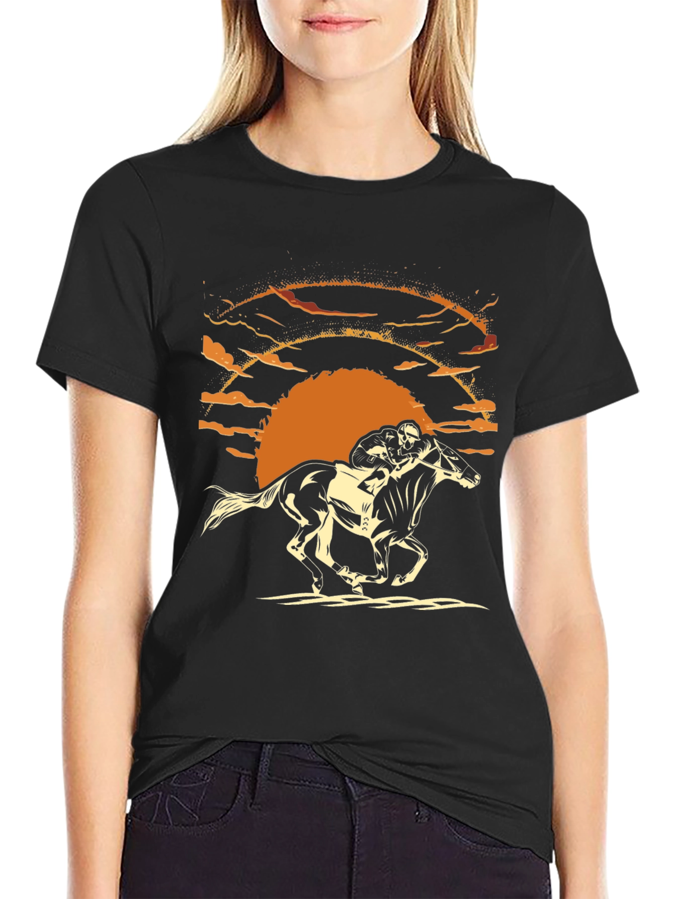 Horse Racing Sunset Graphic Tee