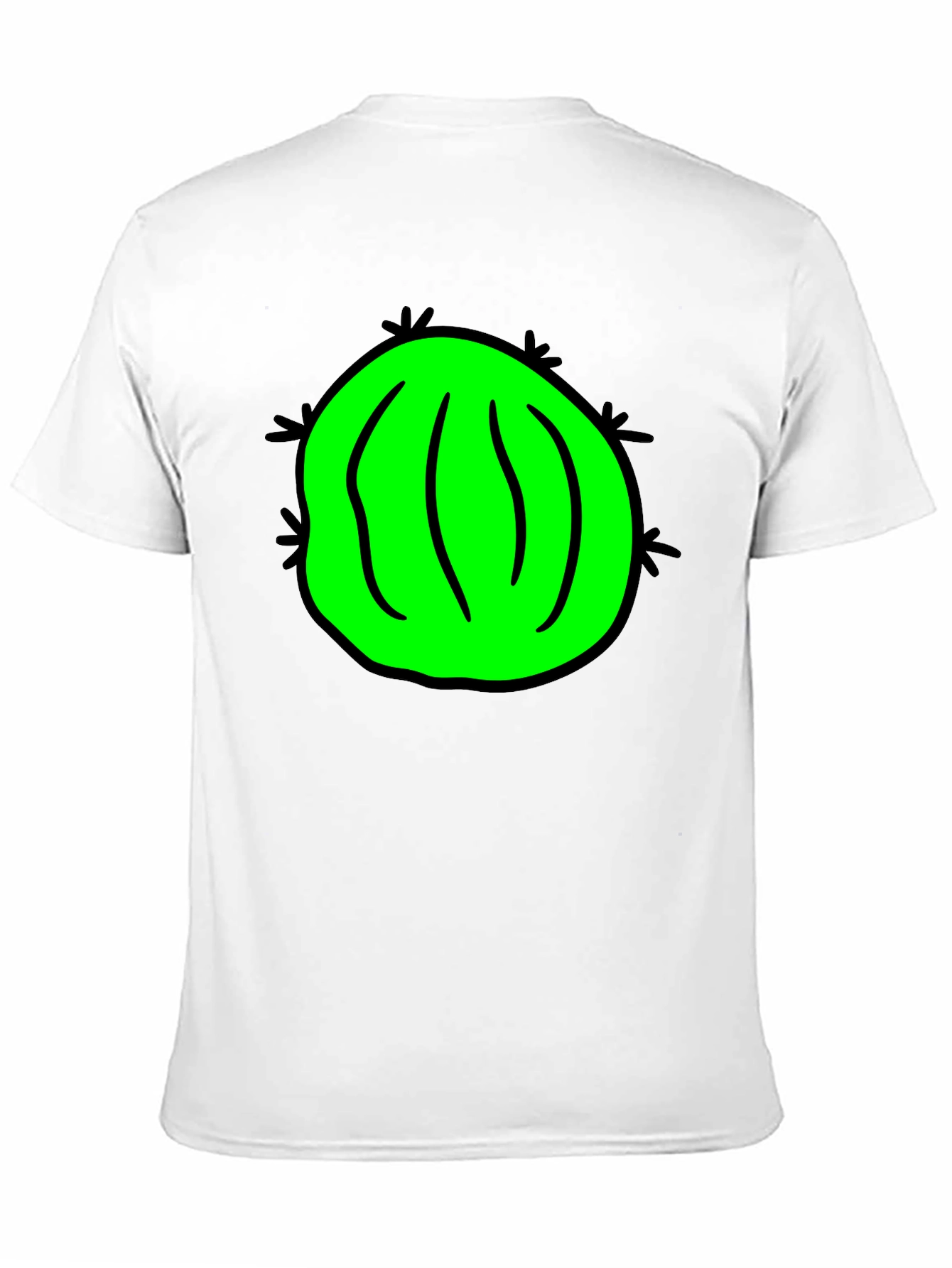 Novelty Green Cactus Graphic Black T-Shirt