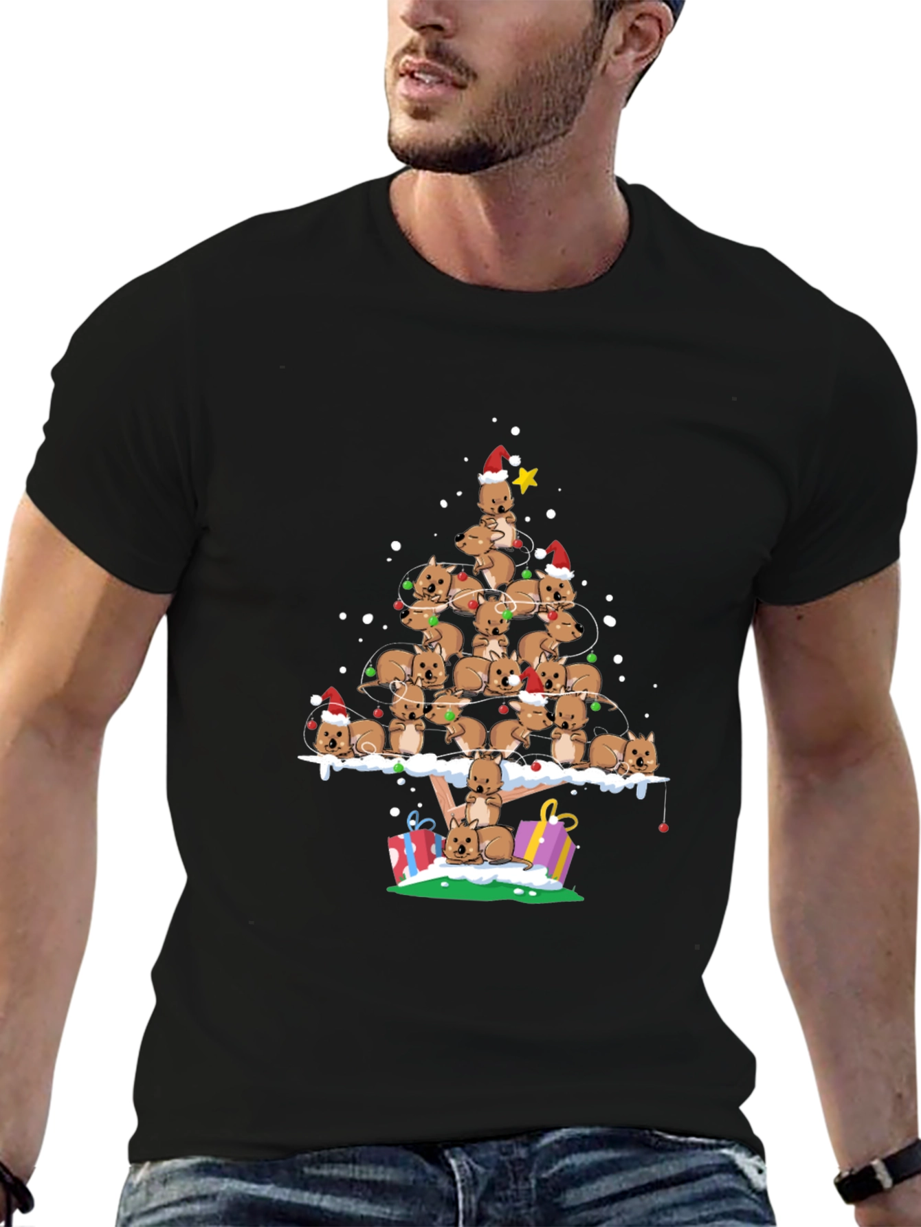 Wombat Christmas Tree T-Shirt - Festive Holiday Apparel