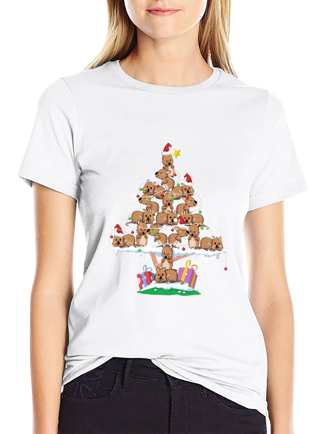 Wombat Christmas Tree T-Shirt - Festive Holiday Apparel