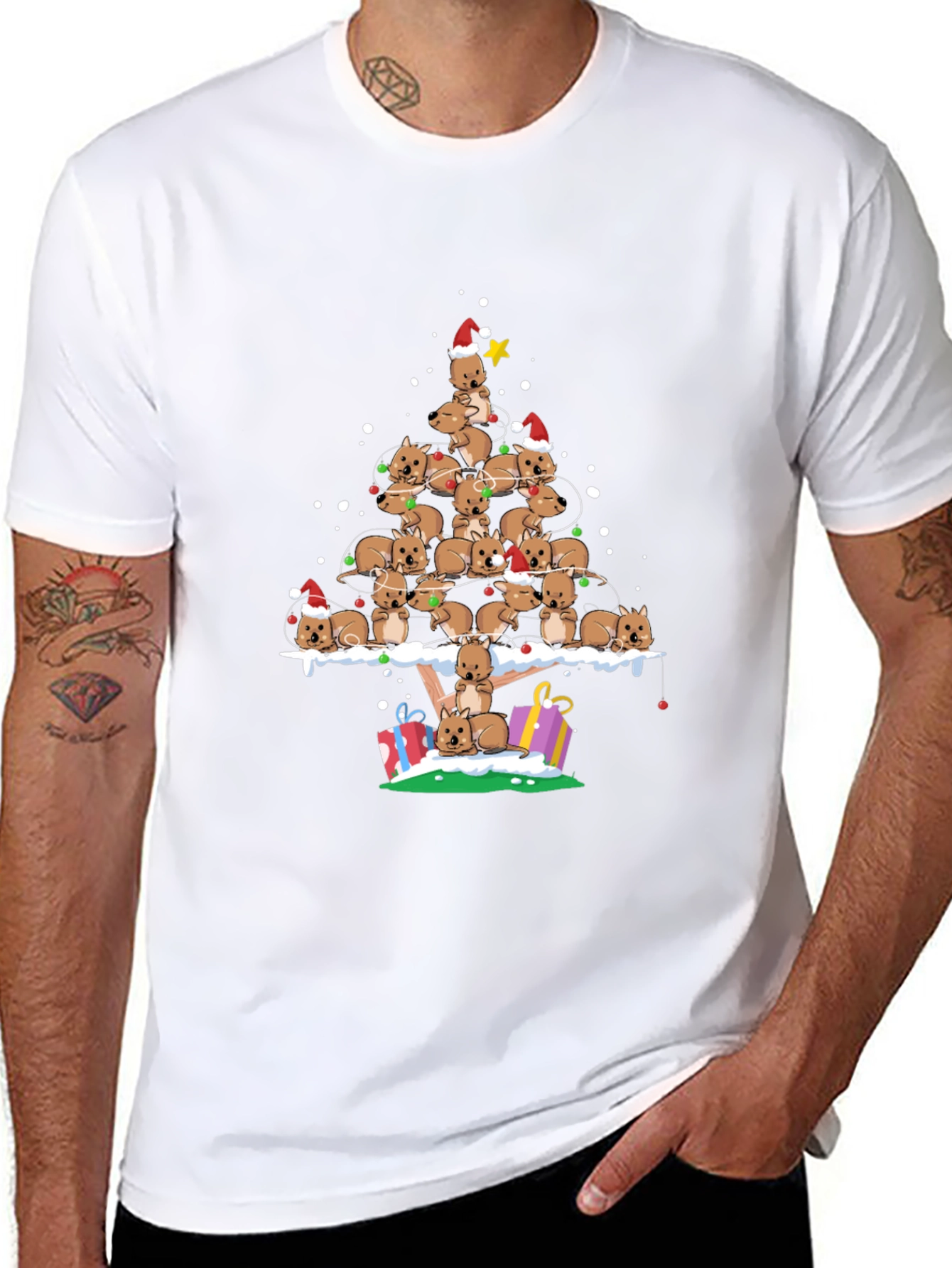 Wombat Christmas Tree T-Shirt - Festive Holiday Apparel