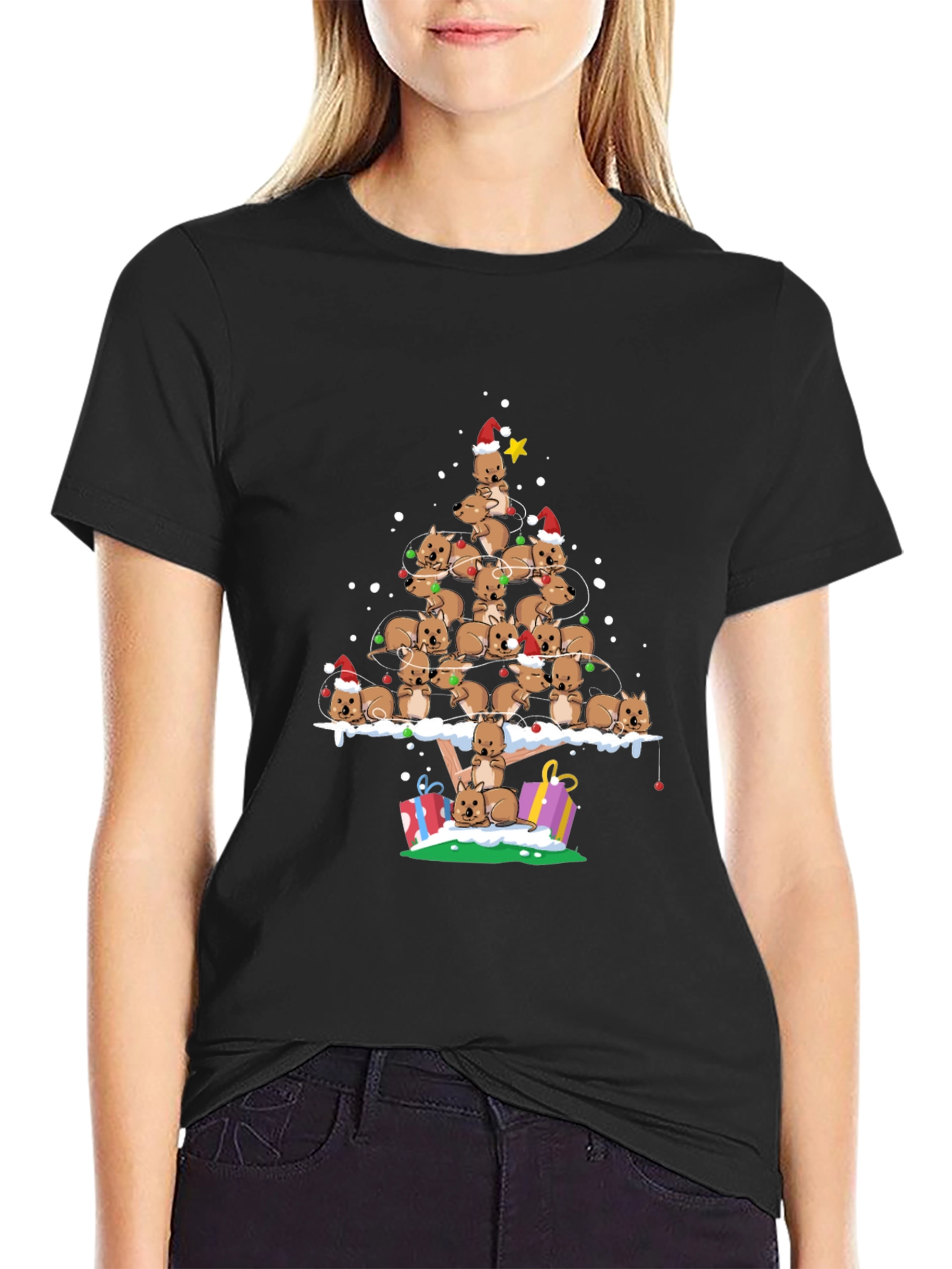 Wombat Christmas Tree T-Shirt - Festive Holiday Apparel