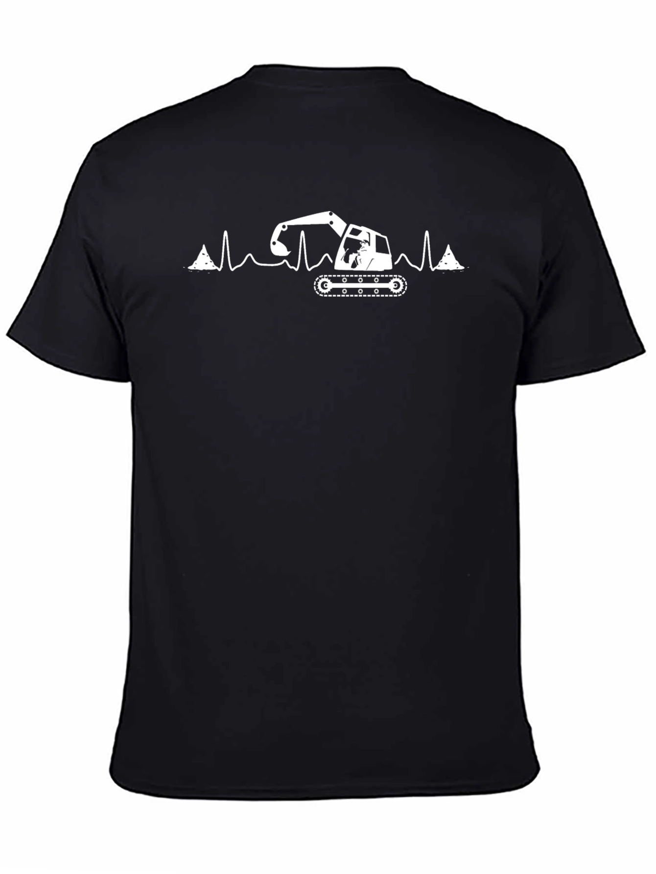 Excavator Heartbeat Graphic Tee - Construction Lover Shirt
