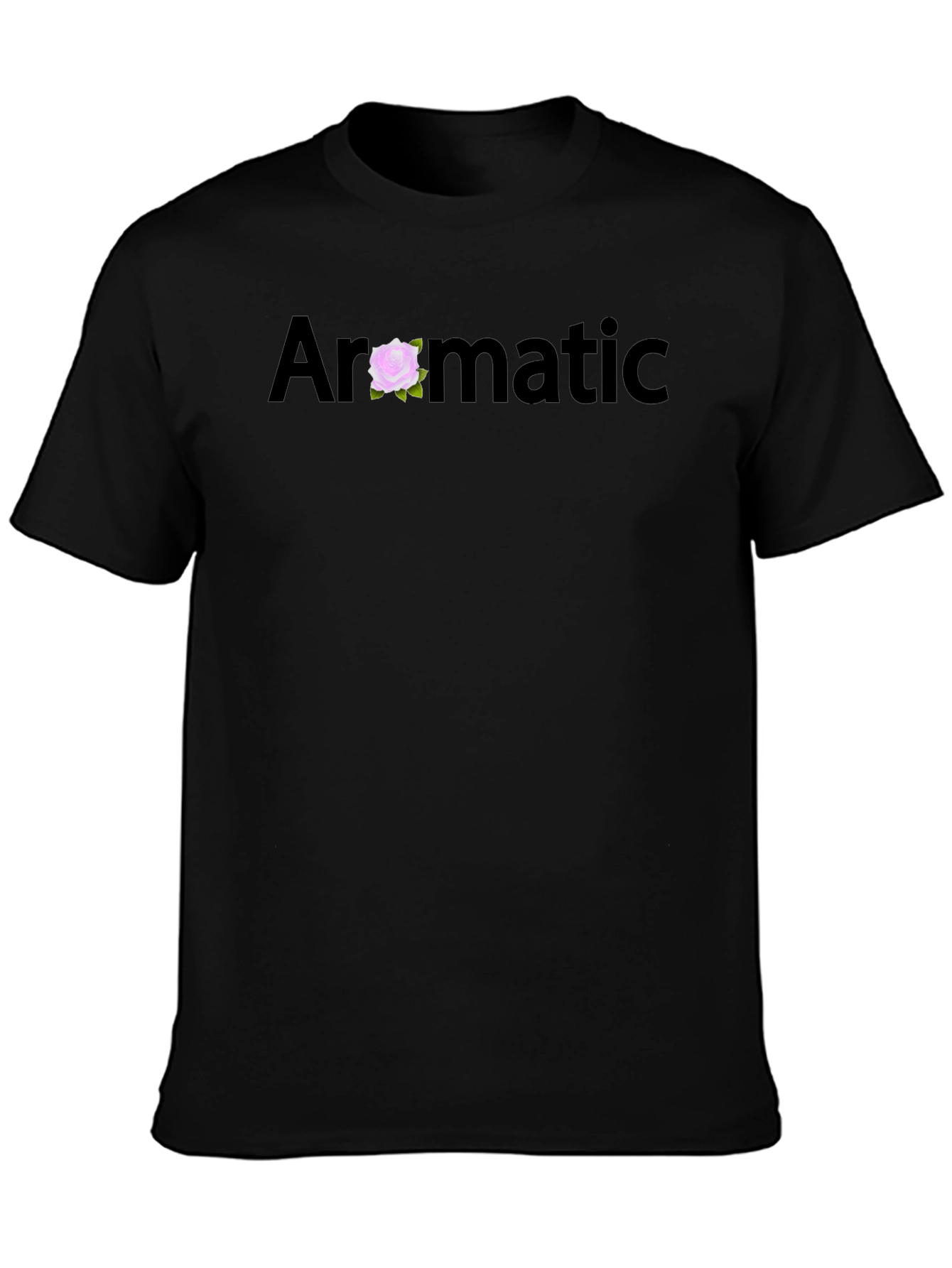 Aromatic Black T-Shirt with Floral Accent
