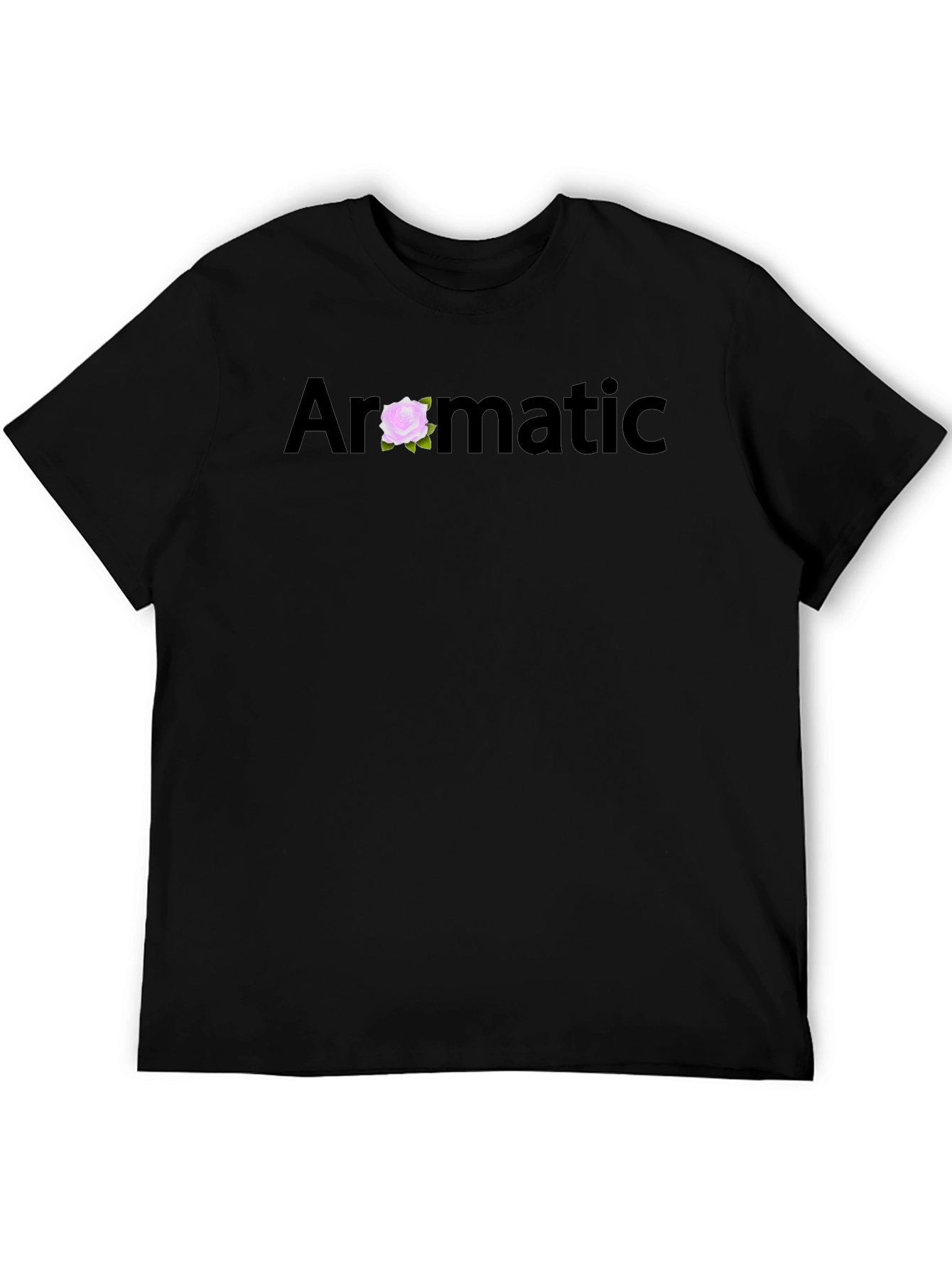 Aromatic Black T-Shirt with Floral Accent