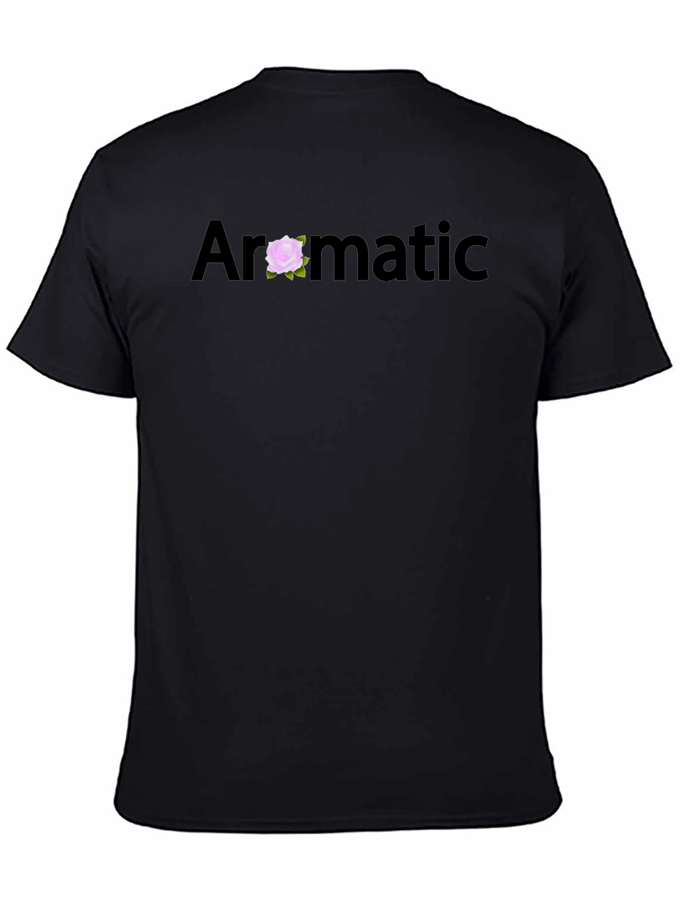 Aromatic Black T-Shirt with Floral Accent