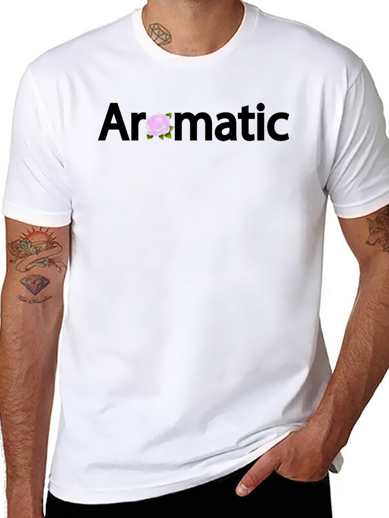 Aromatic Black T-Shirt with Floral Accent