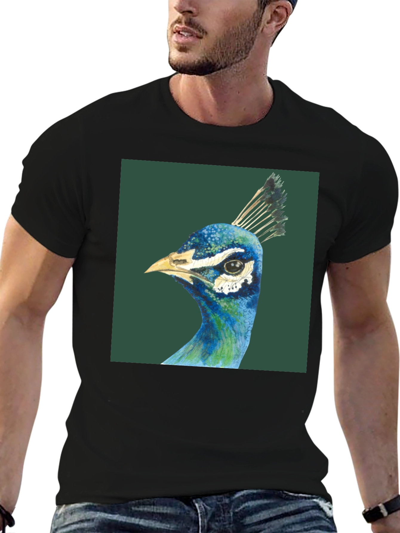 Peacock Graphic Tee - Mens Black T-Shirt