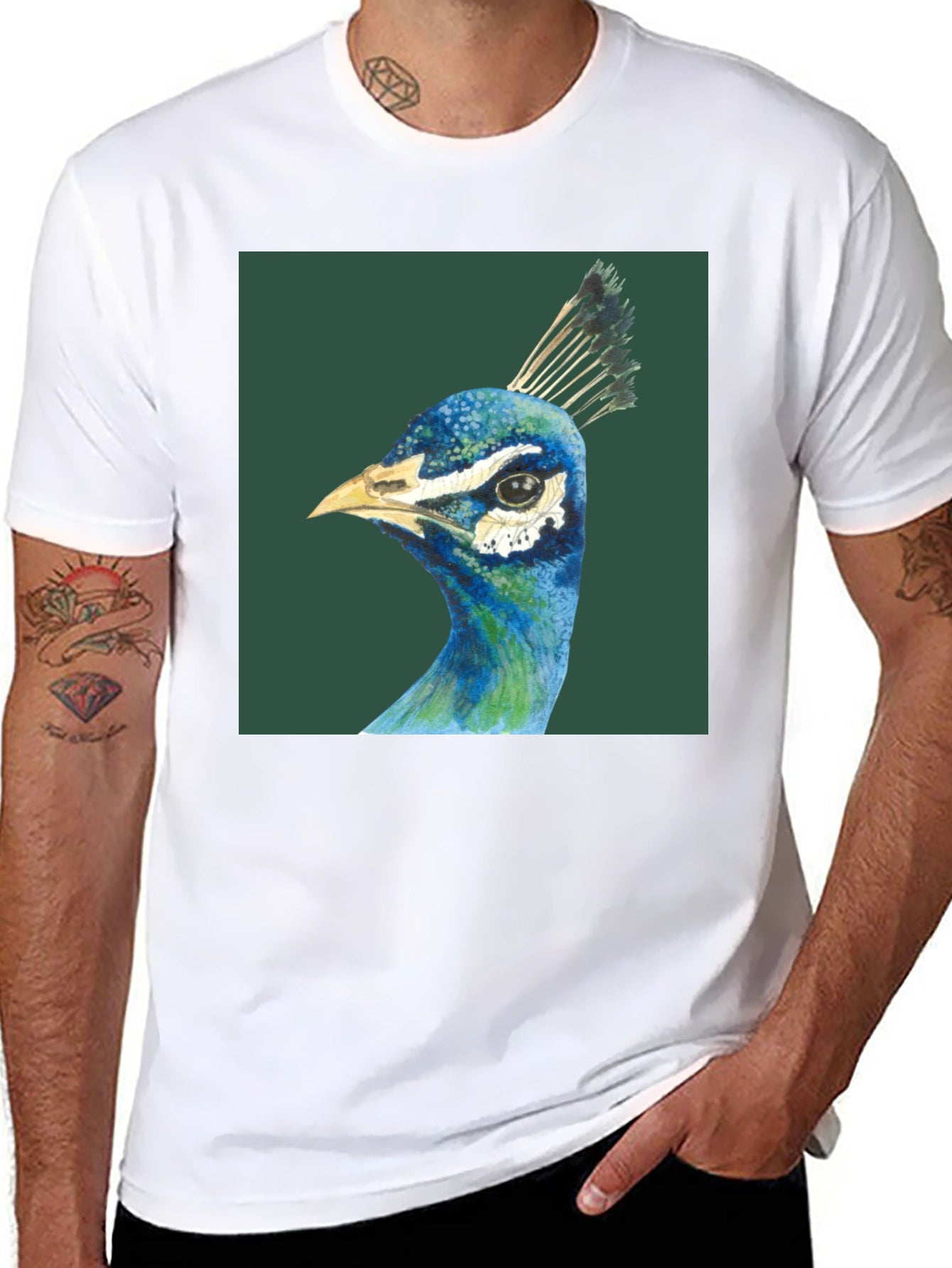 Peacock Graphic Tee - Mens Black T-Shirt