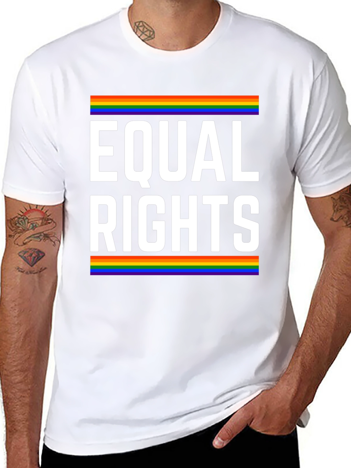 Equal Rights Pride T-Shirt - LGBTQ+ Rainbow Design