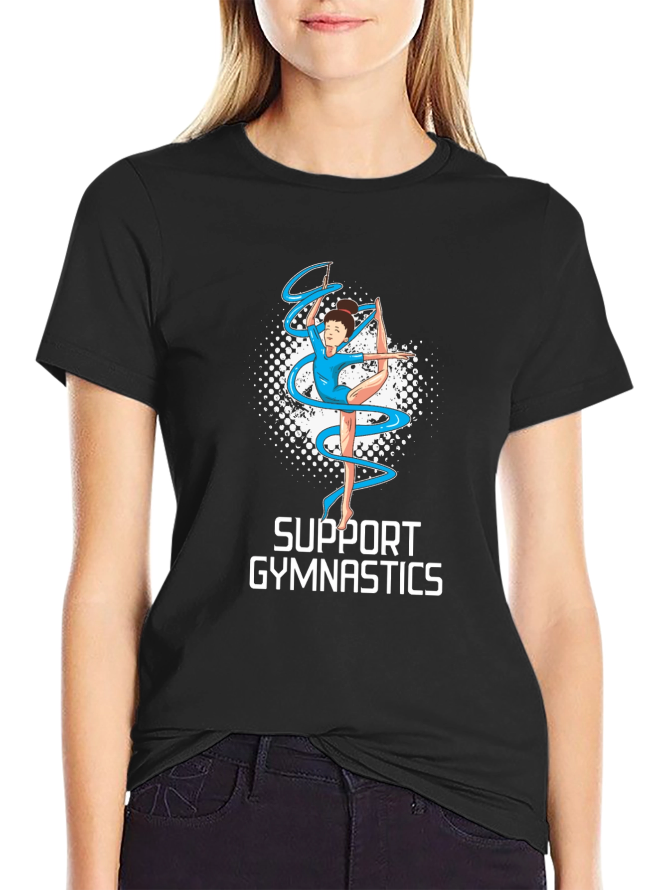 Support Gymnastics T-Shirt - Gymnastics Ribbon Graphic Tee