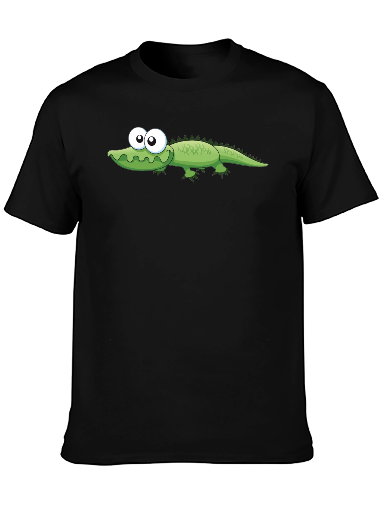 Cartoon Alligator Graphic T-Shirt - Black